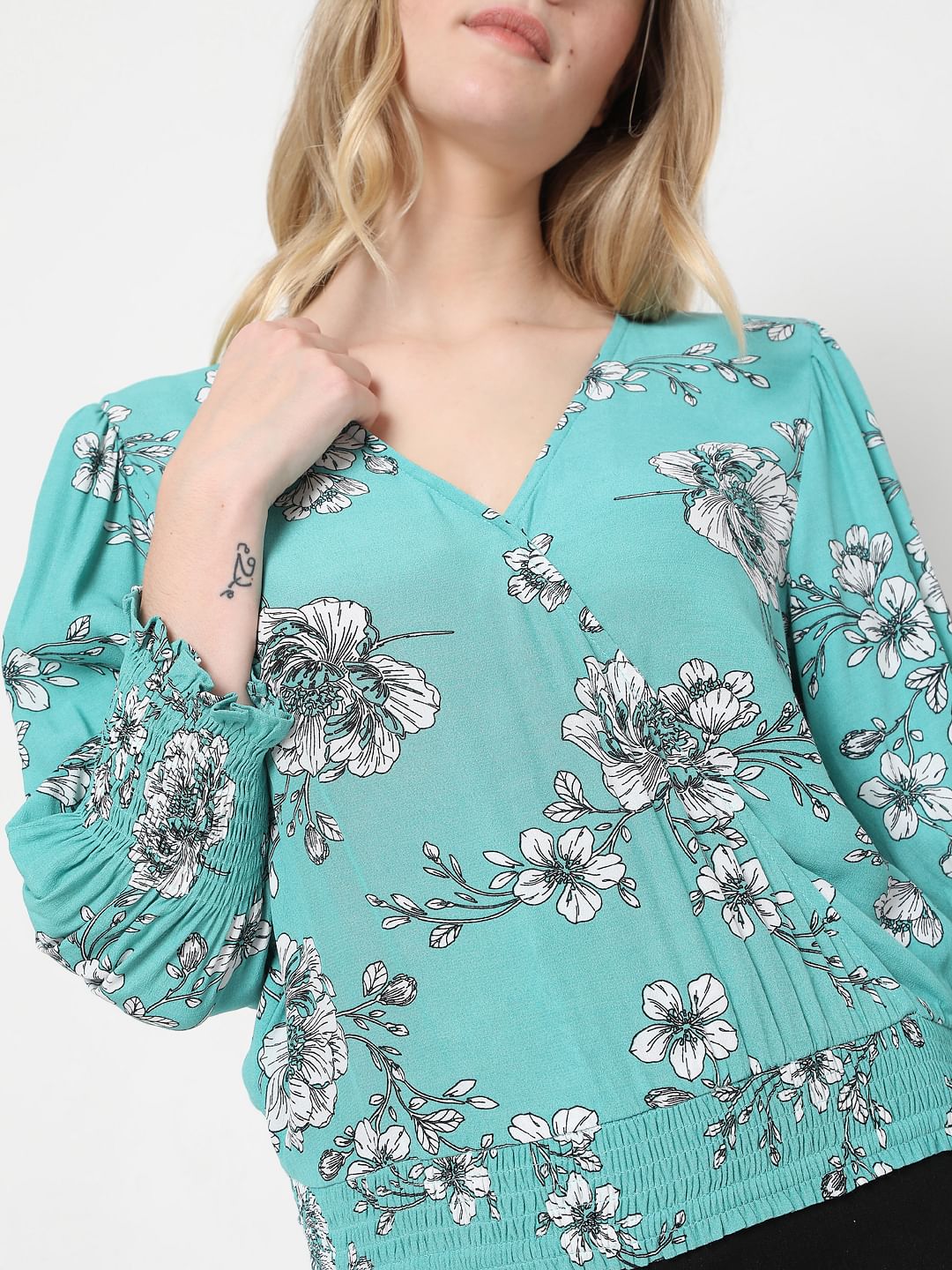 Green Floral Top