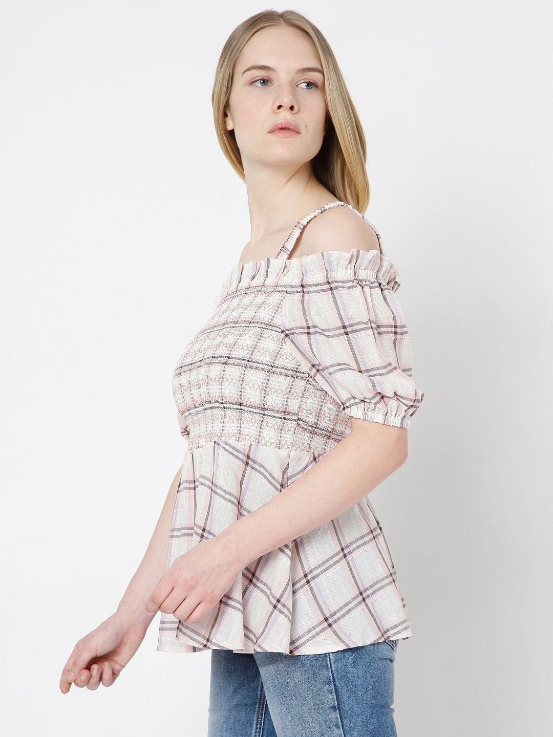 Light Pink Check Top