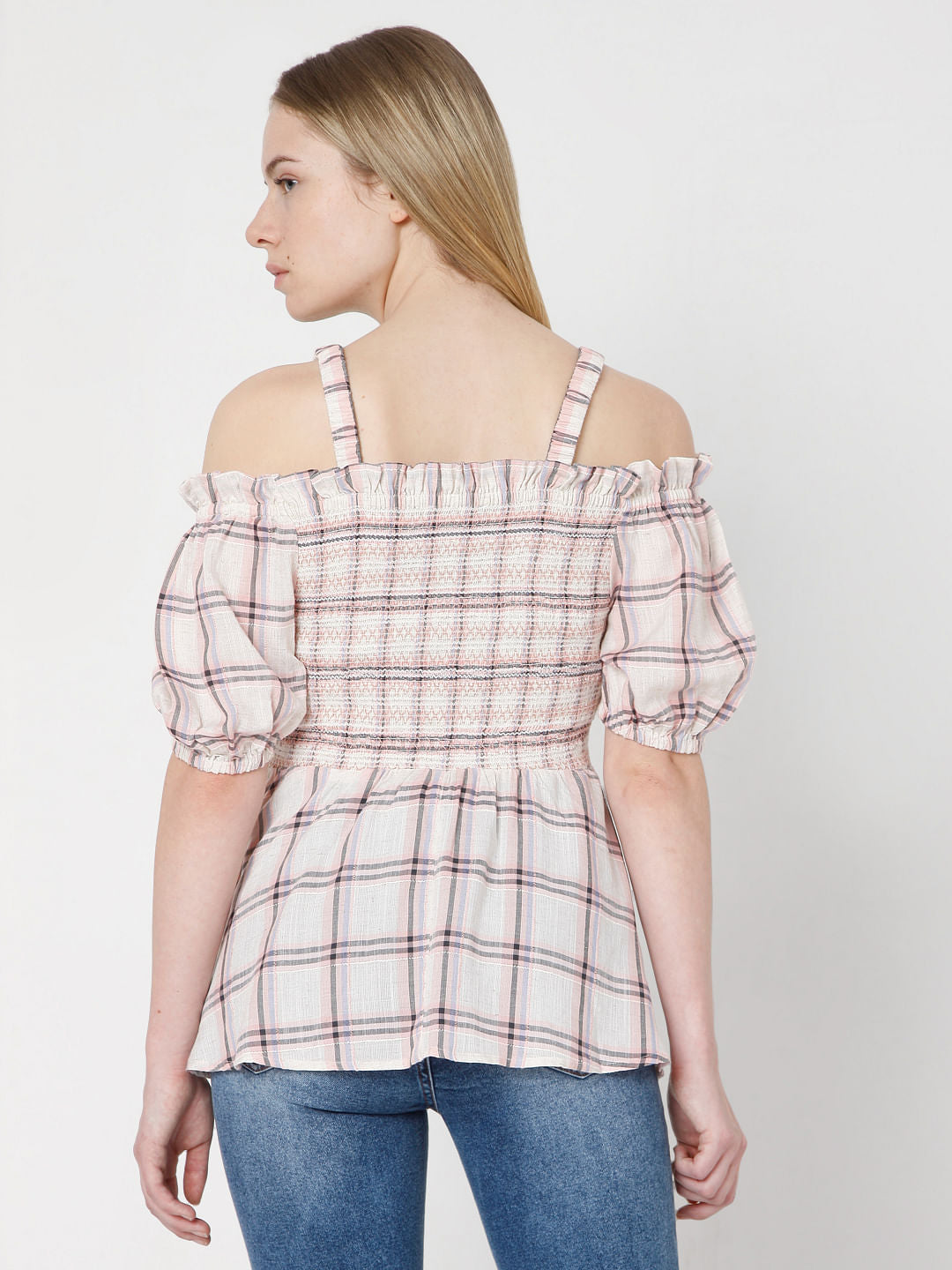 Light Pink Check Top