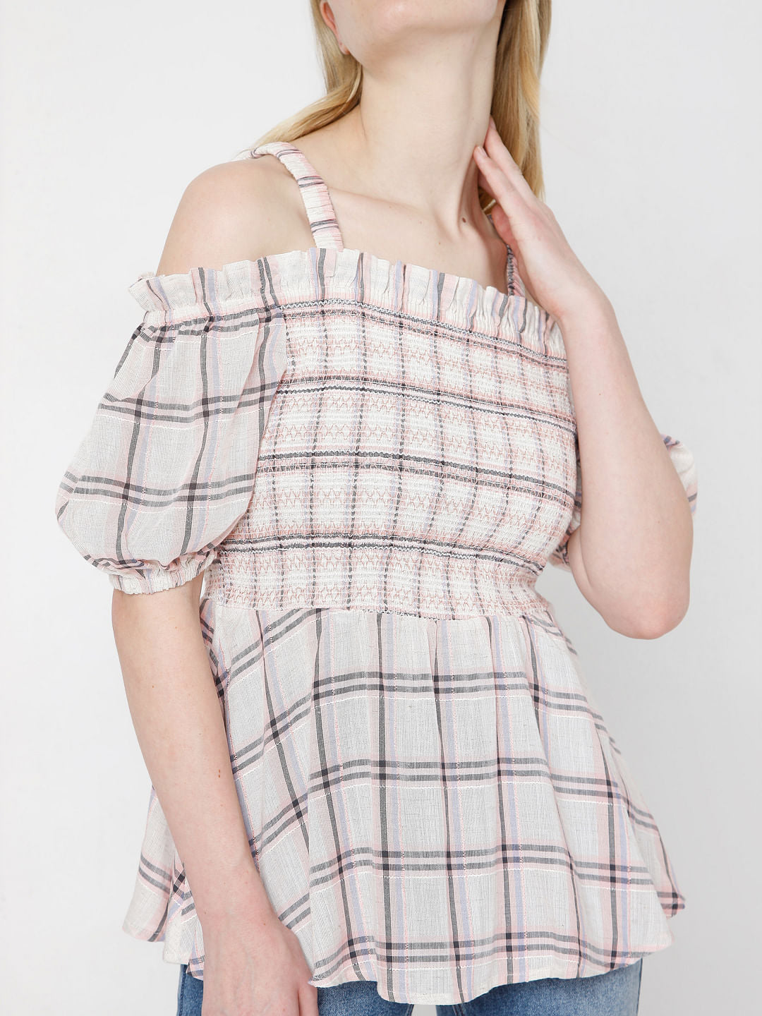 Light Pink Check Top