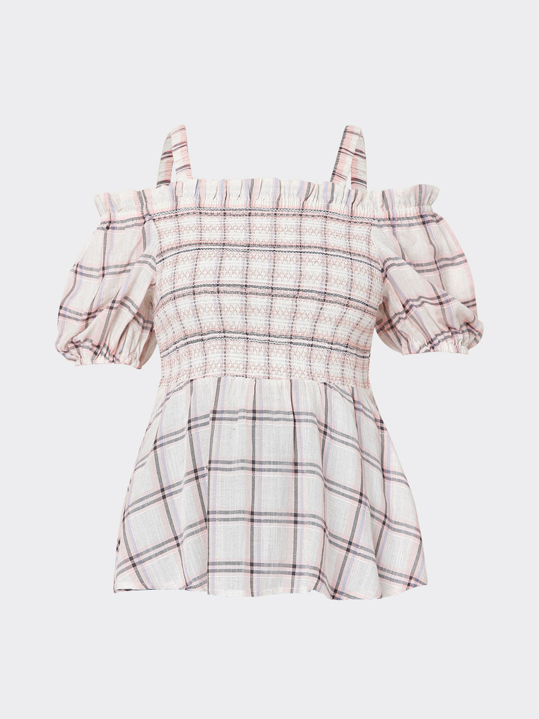 Light Pink Check Top