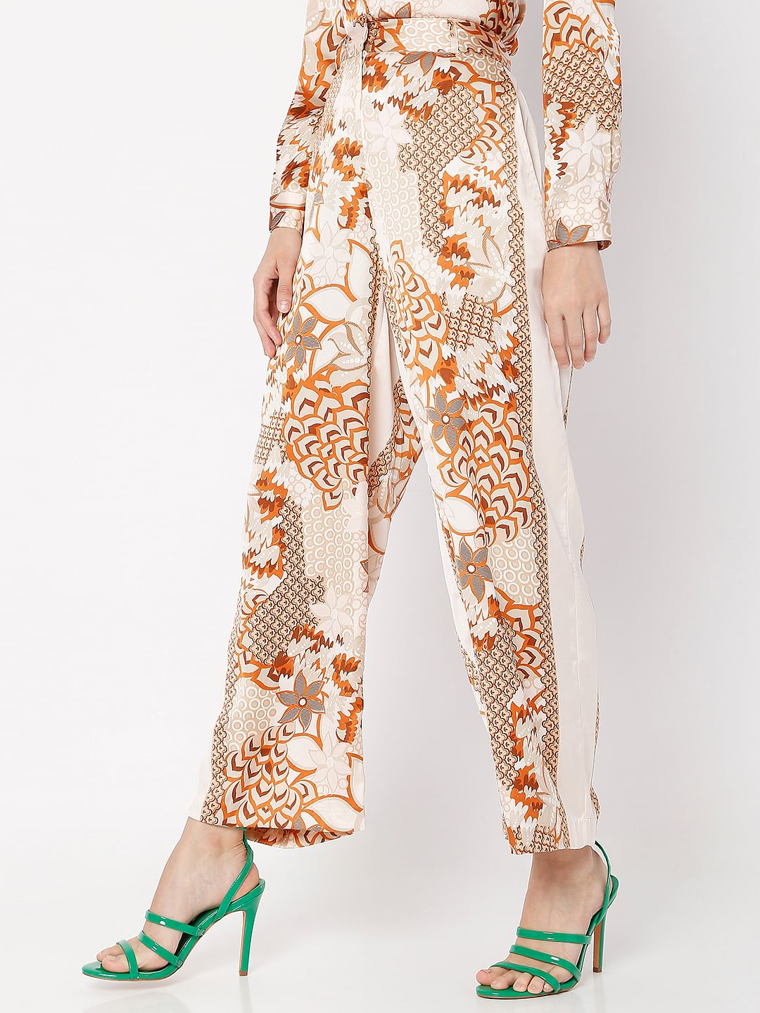 Light Pink High Rise Printed Co-Ord Pants