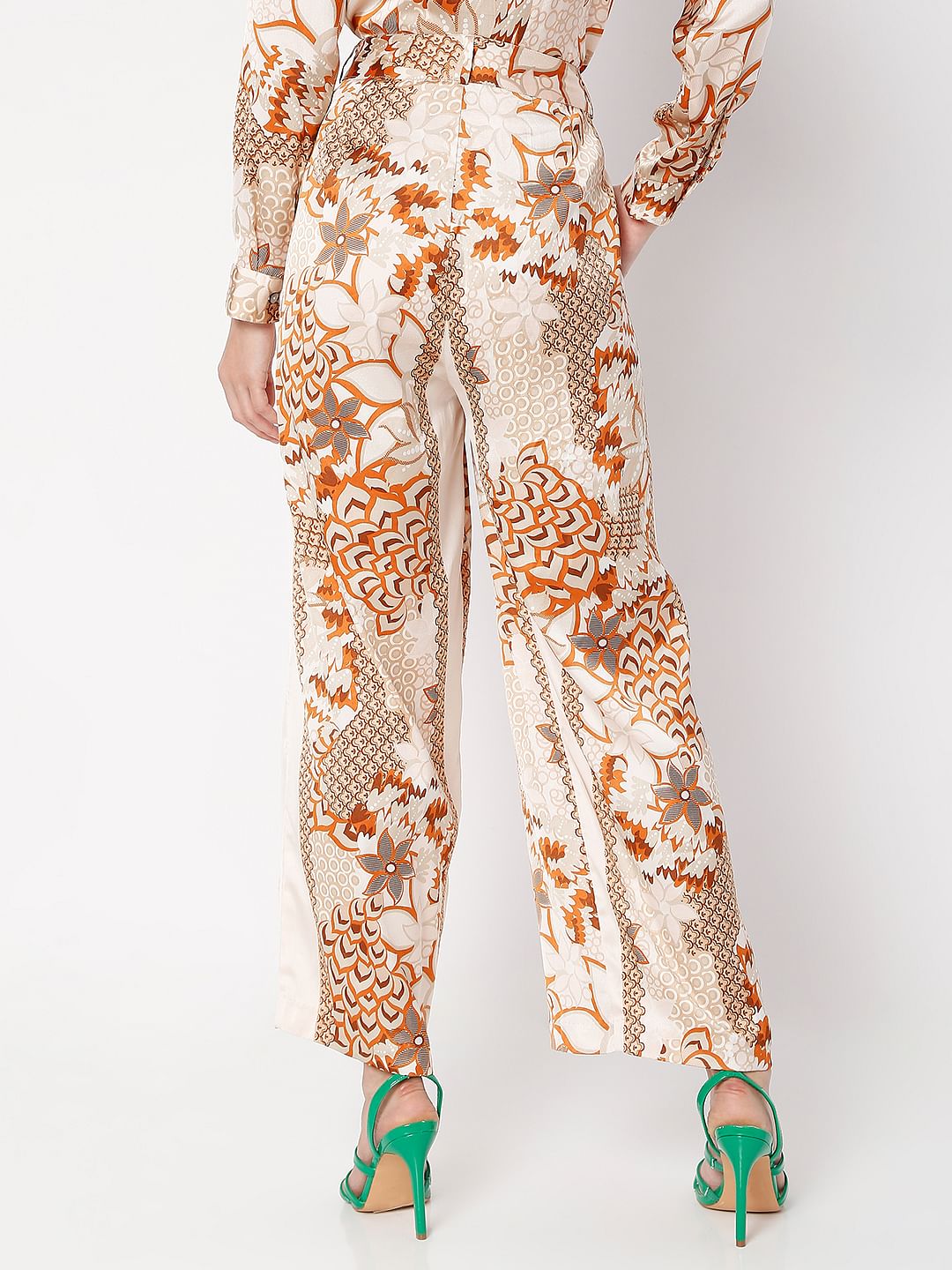 Light Pink High Rise Printed Co-Ord Pants