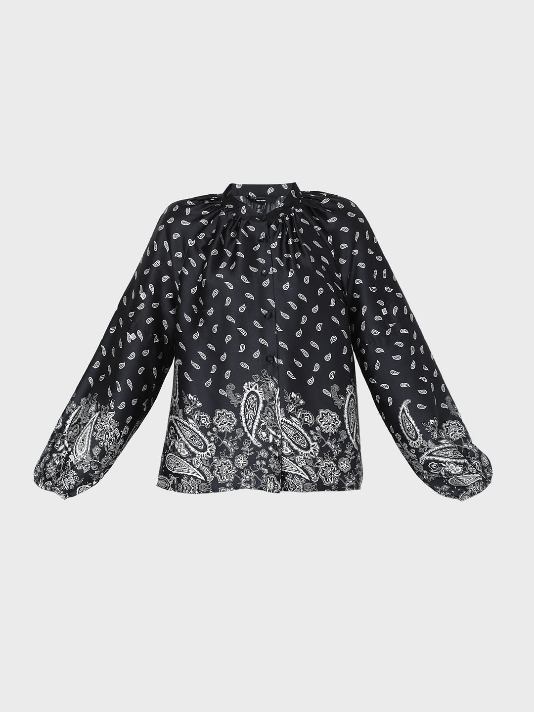 Black Paisley Print Co-Ord Top