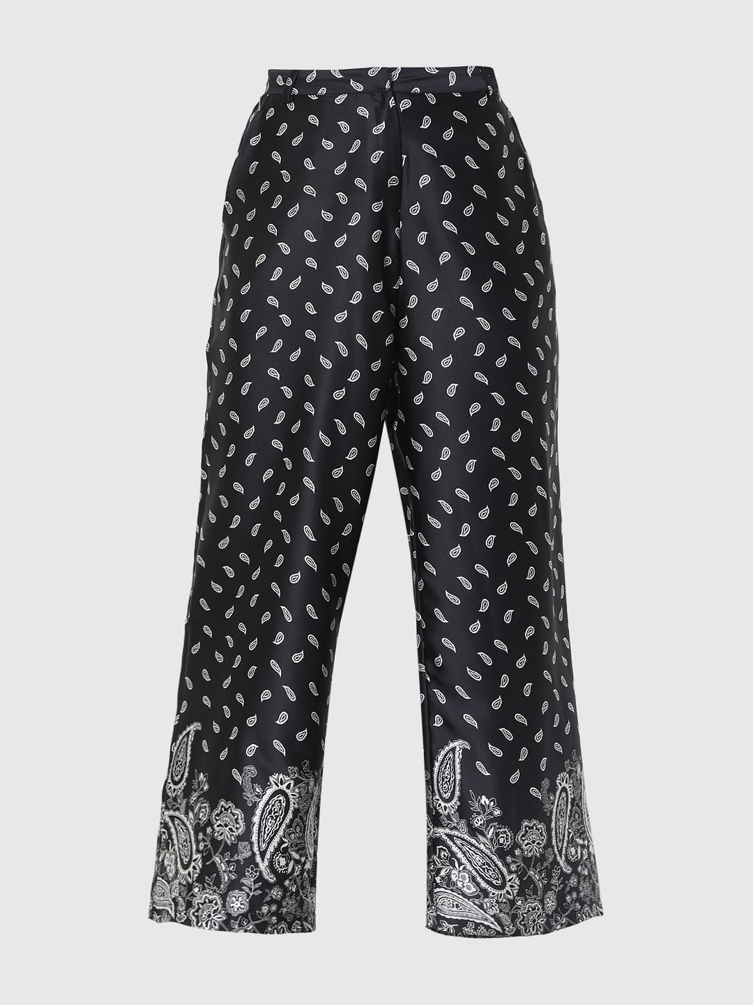 Black High Rise Paisley Co-Ord Culottes