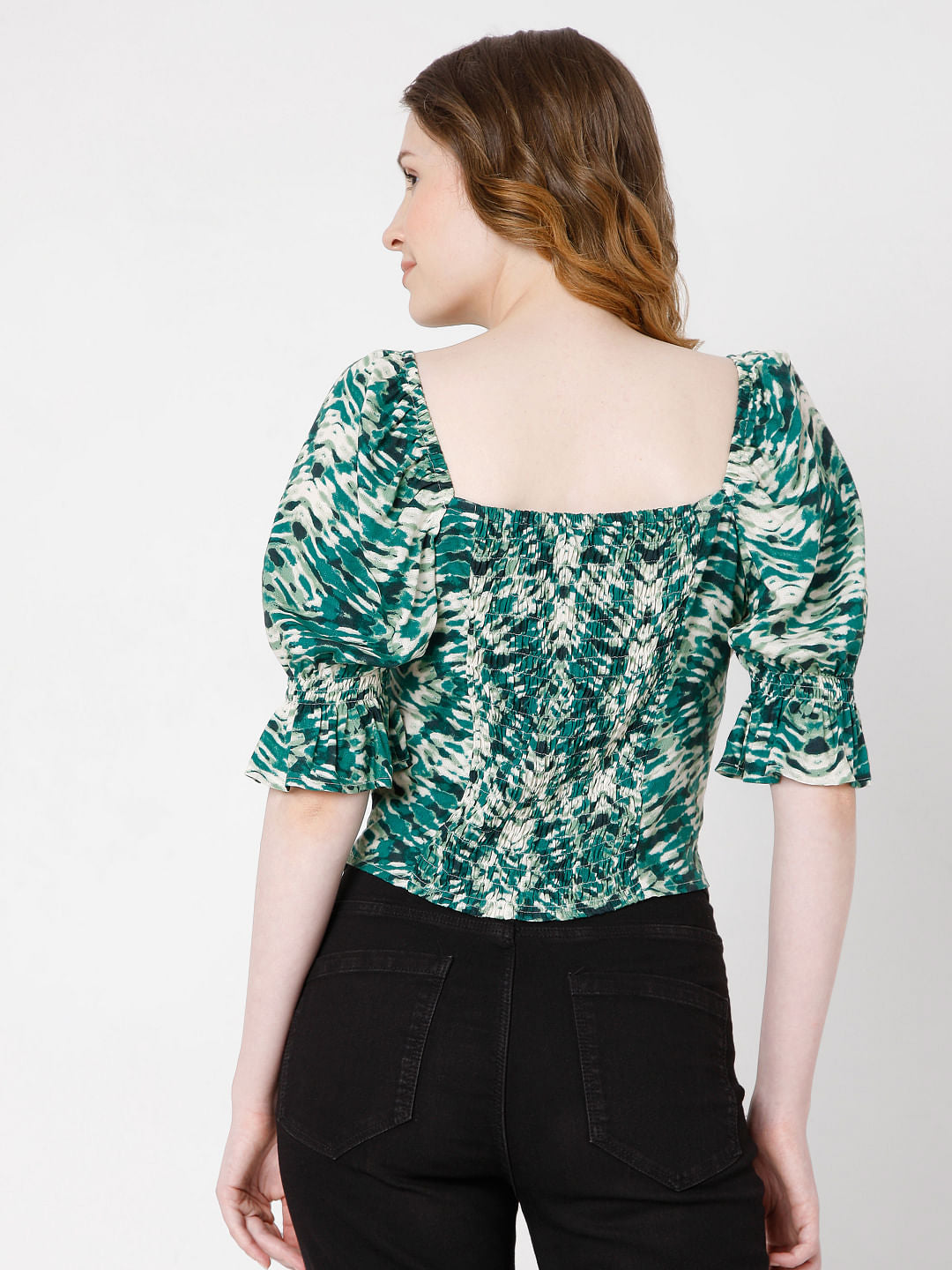 Green Printed Co-Ord Set Top