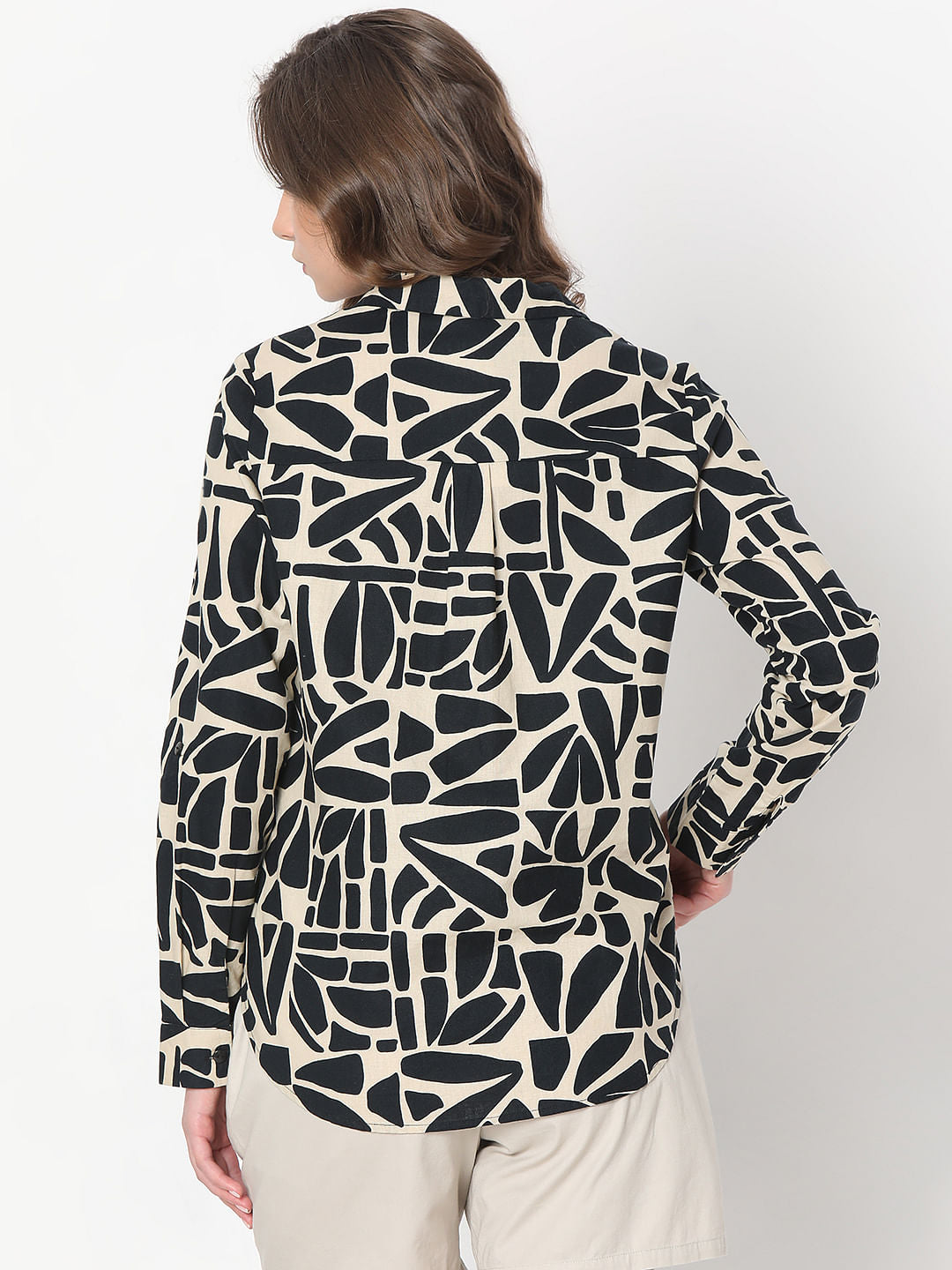Beige All Over Print Shirt