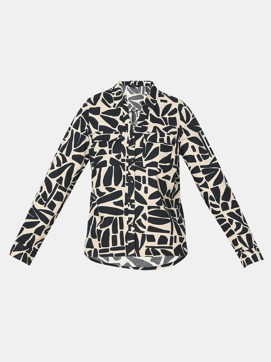 Beige All Over Print Shirt