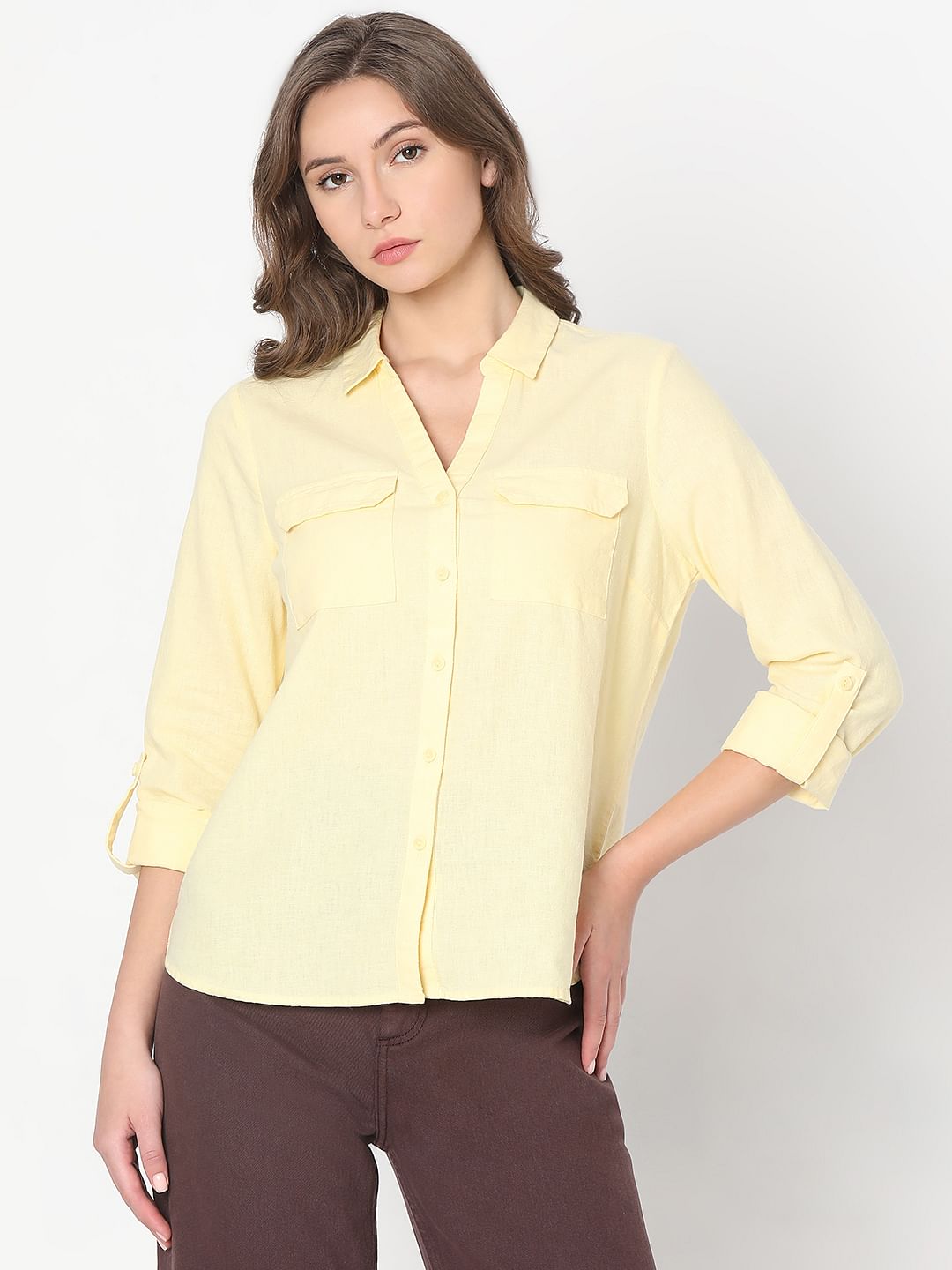Light Yellow Linen Shirt