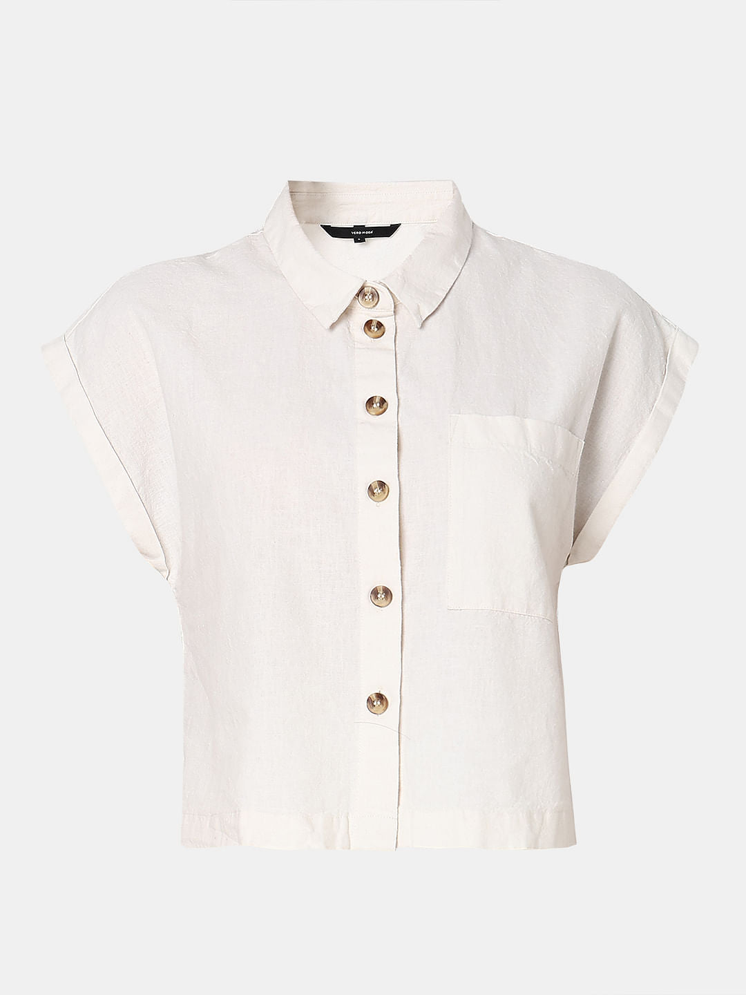 White Cropped Co-Ord Set Shirt