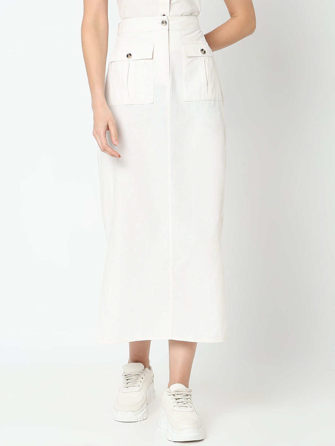 White High Rise Co-Ord Set Skirt