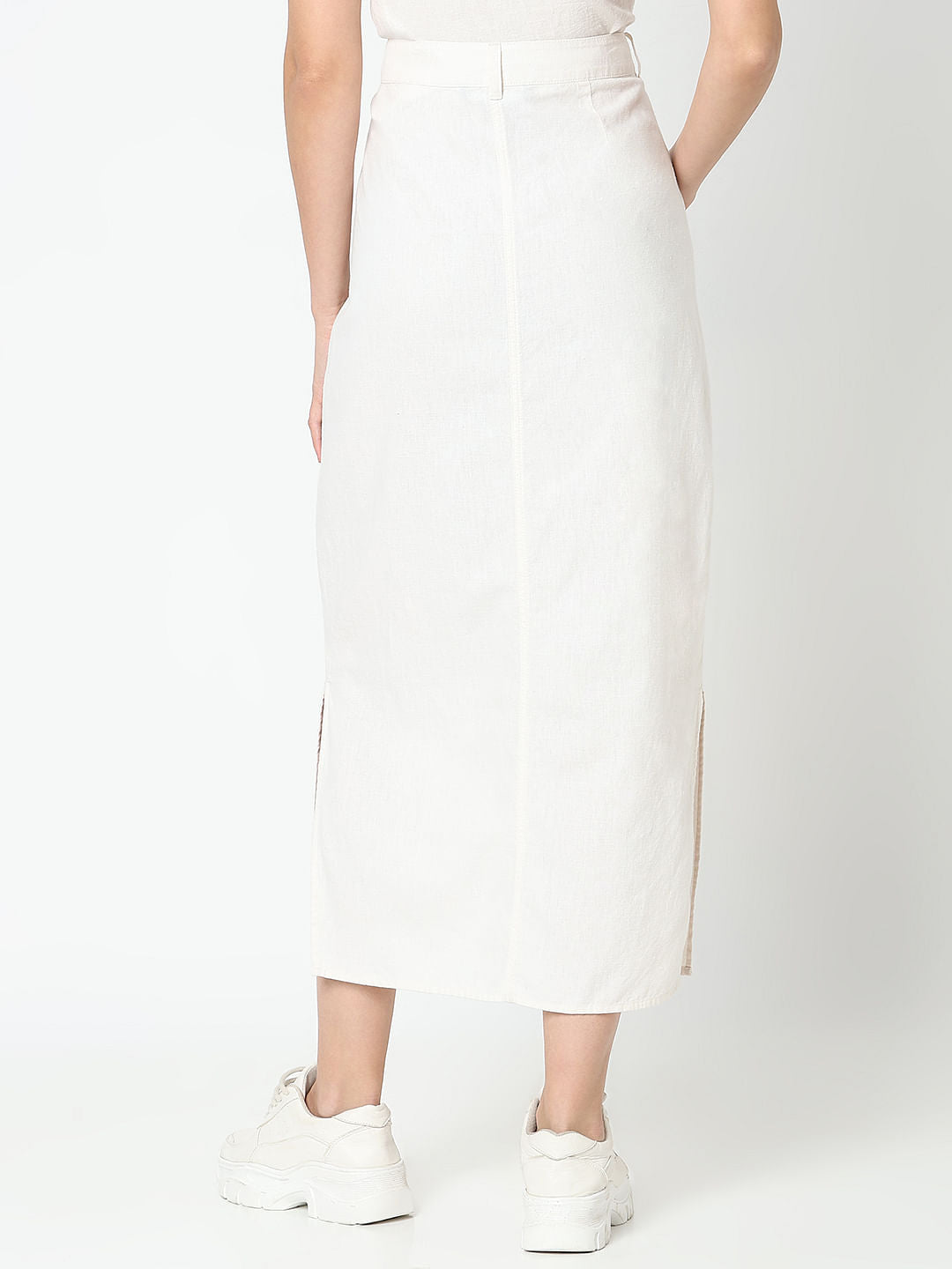 White High Rise Co-Ord Set Skirt