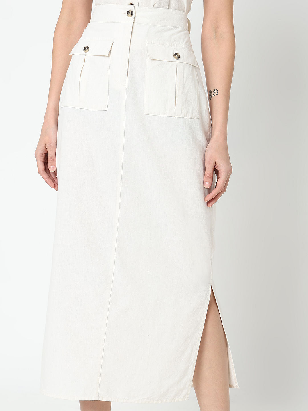 White High Rise Co-Ord Set Skirt