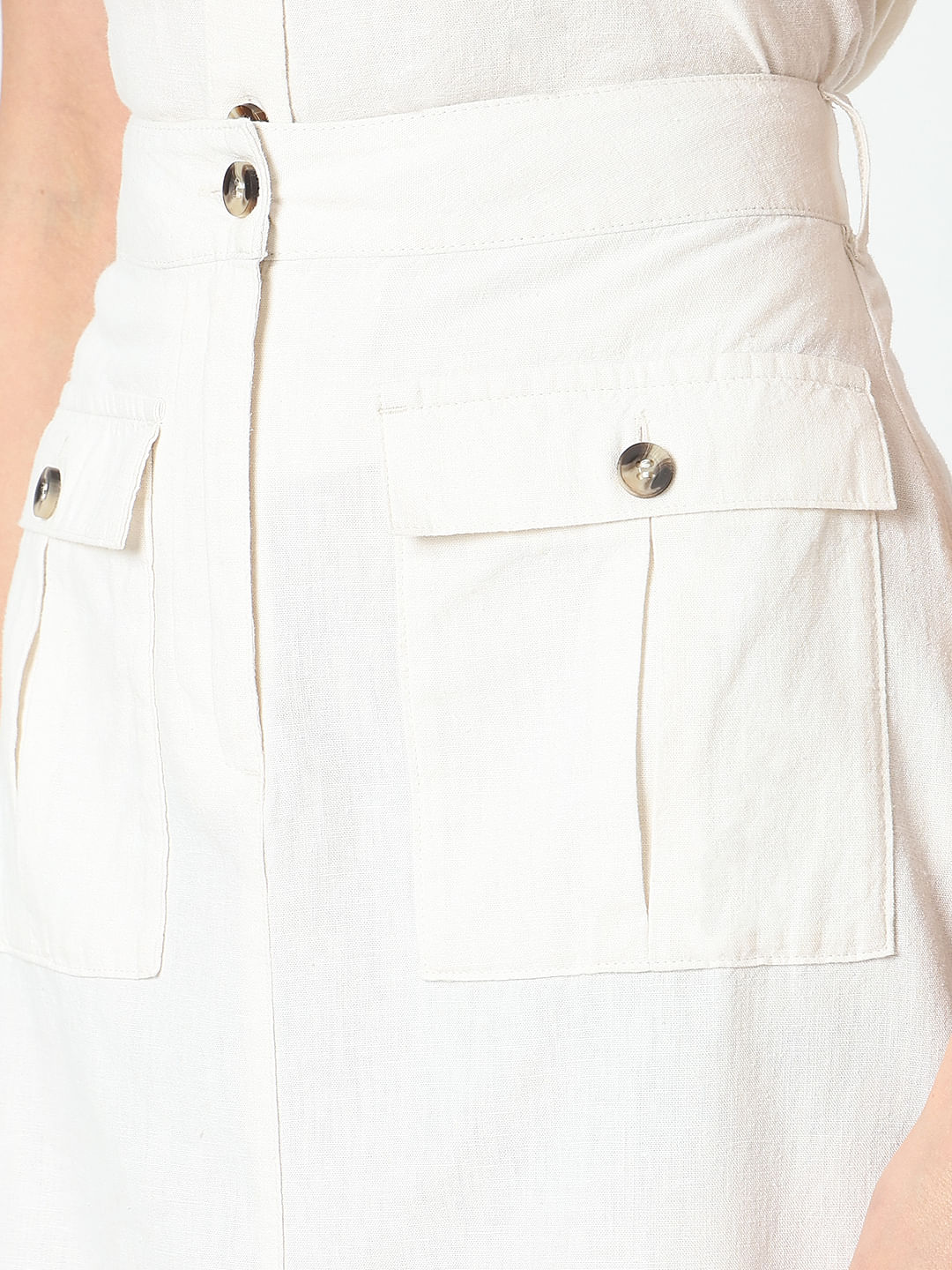 White High Rise Co-Ord Set Skirt