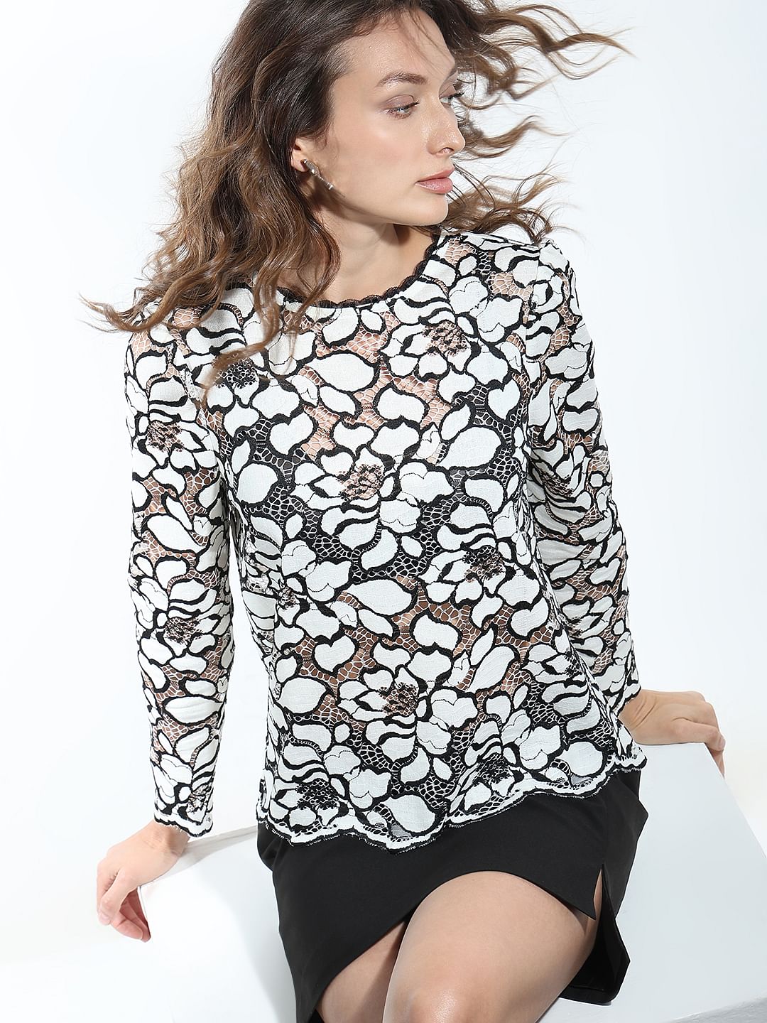 White Floral Lace Top