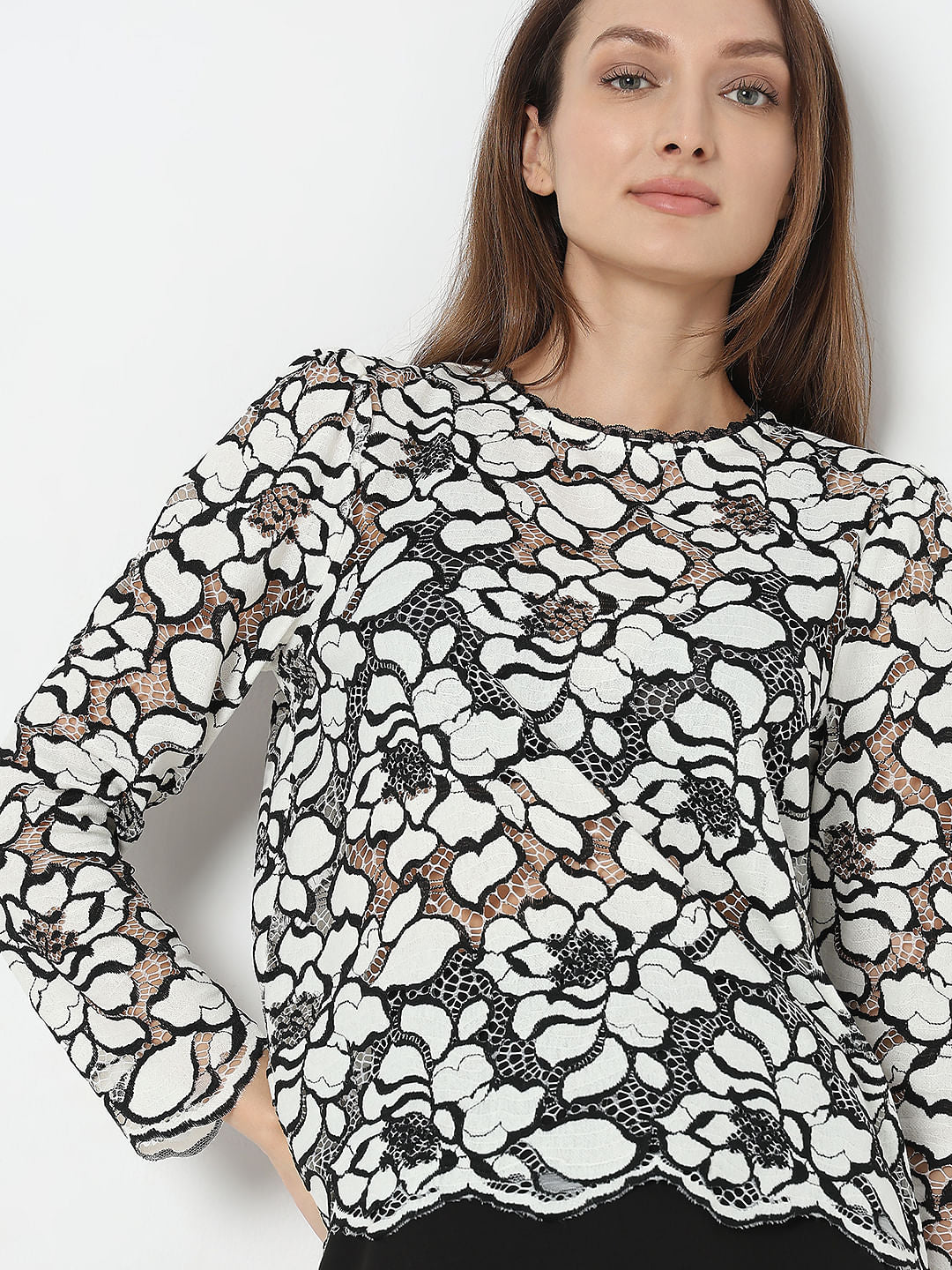 White Floral Lace Top