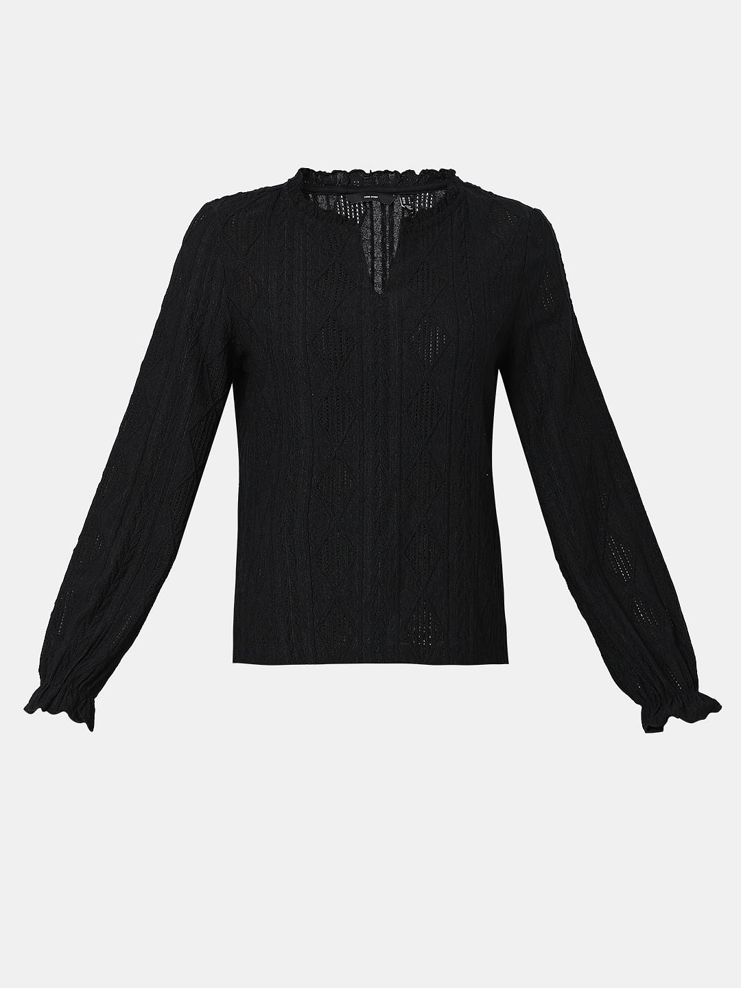 Black Frill Collar Knit Top