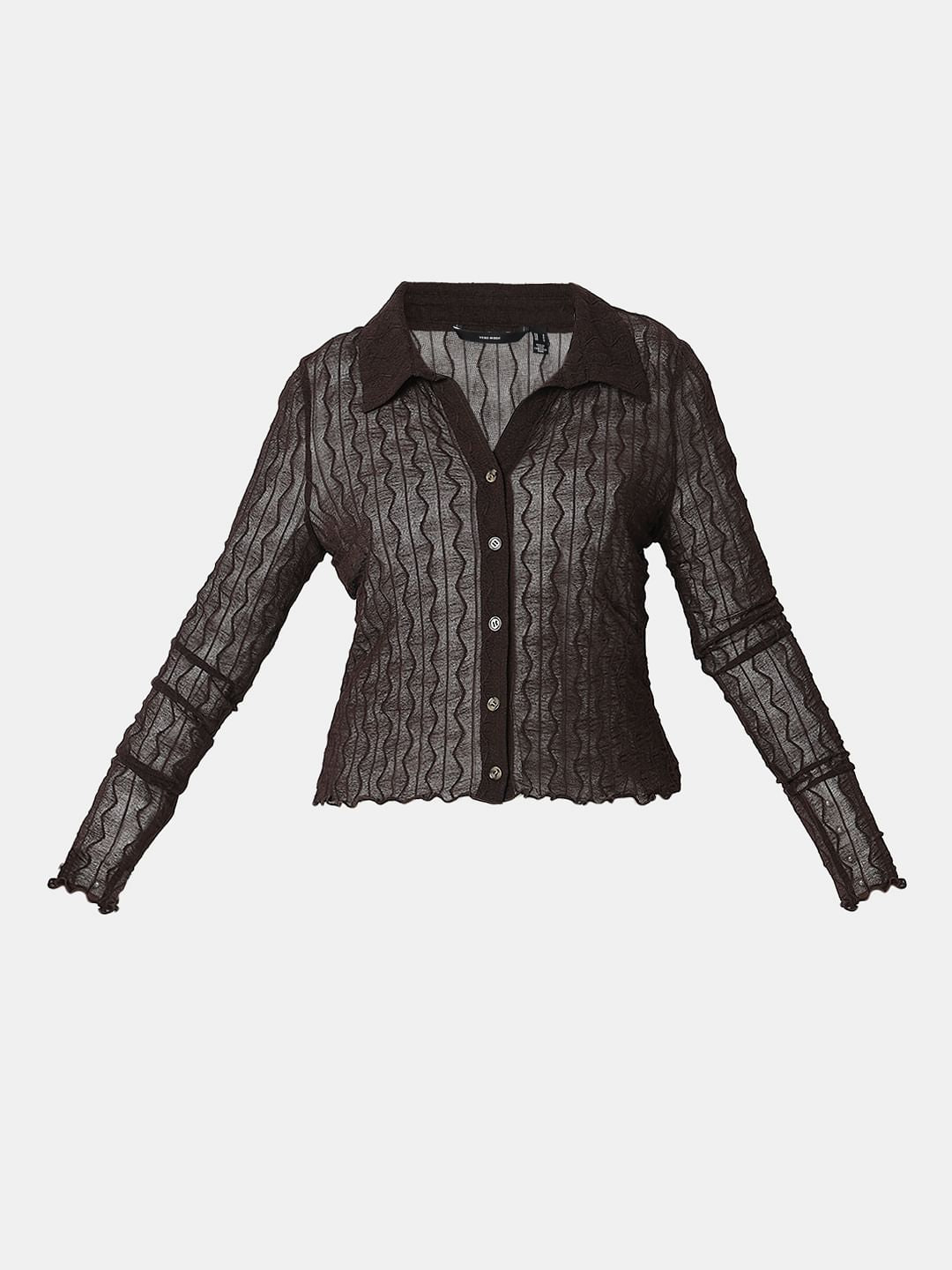 Dark Brown Sheer Knit Shirt