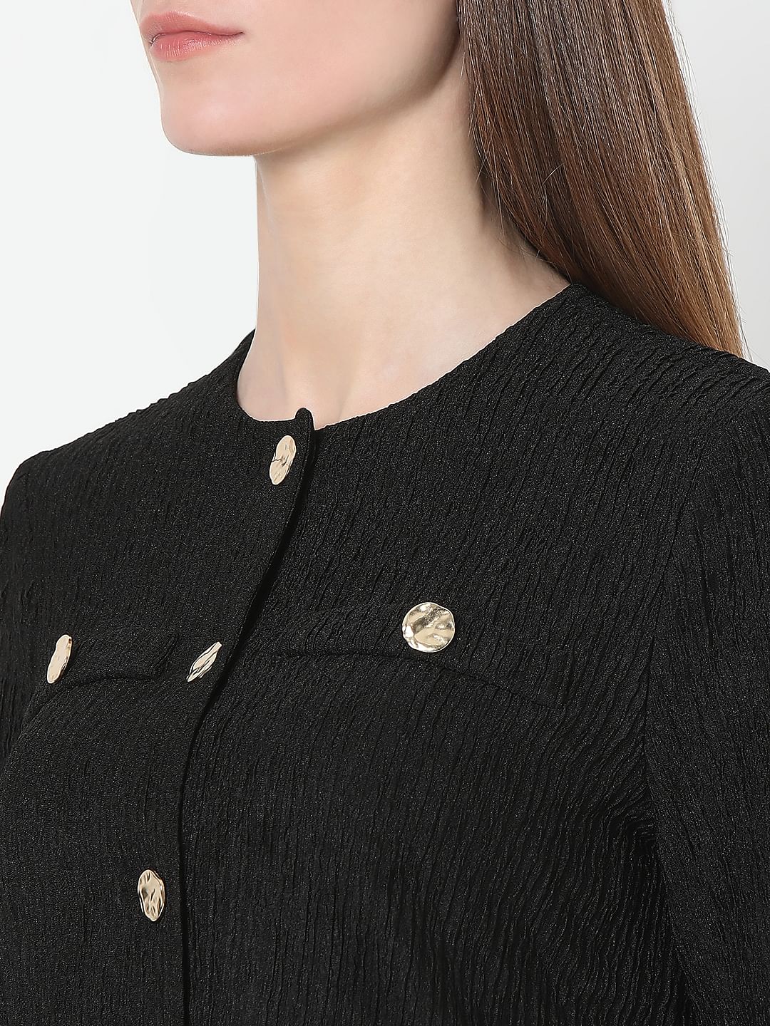 Black Knitted Textured Co-Ord Set Top