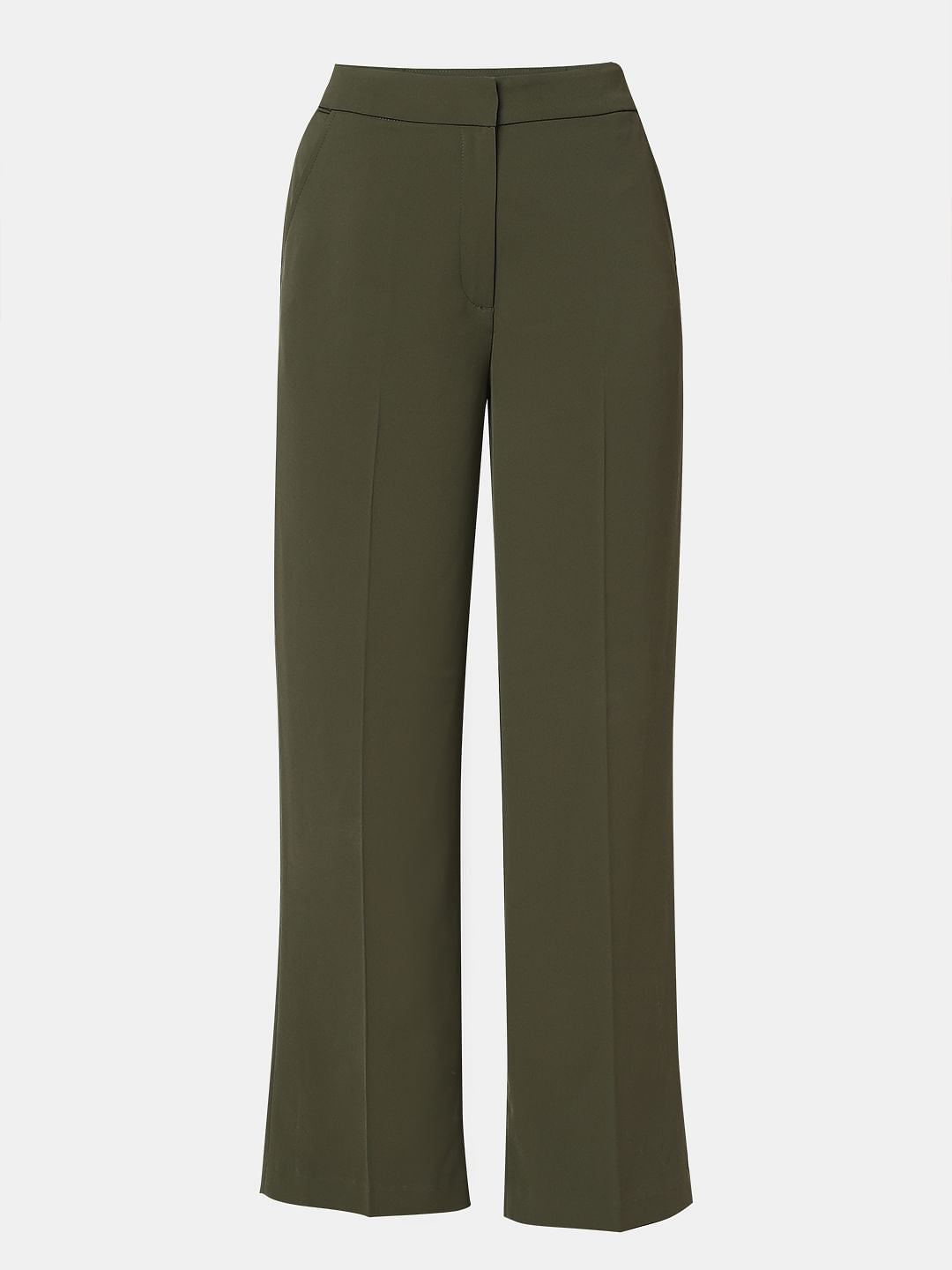 Olive Green Straight Fit Pants