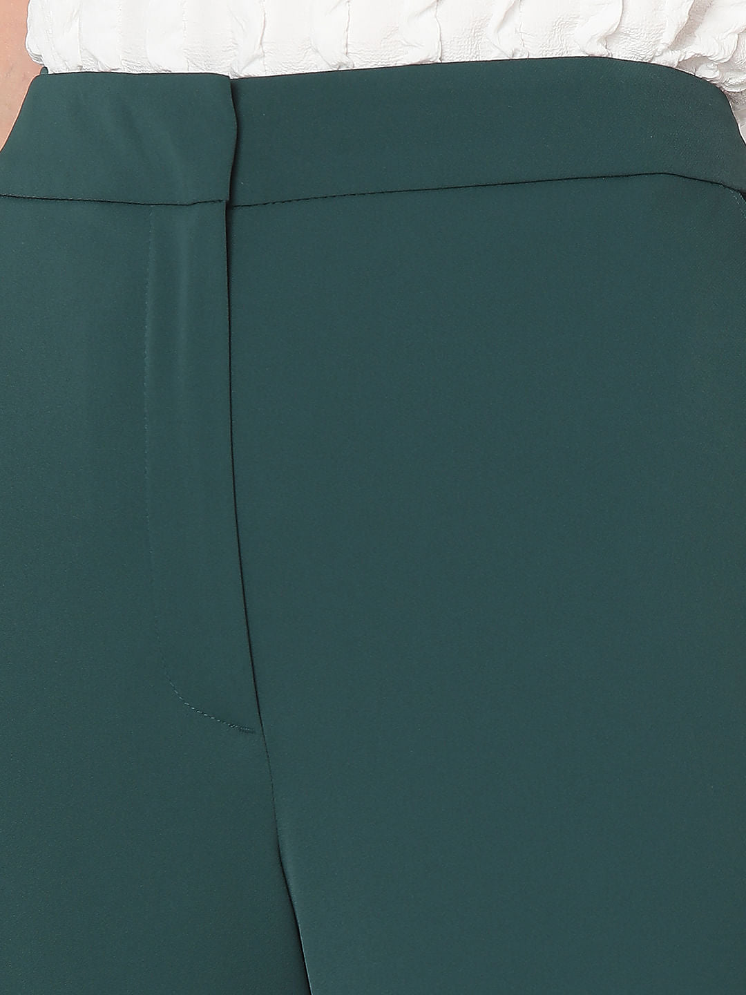 Teal High Rise Straight Fit Pants