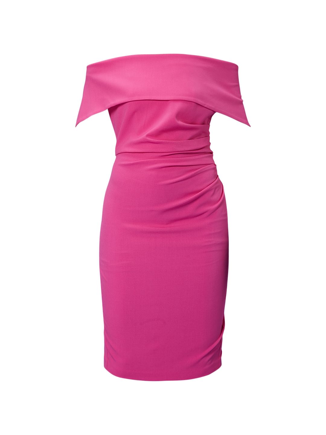 Marquee Pink Off Shoulder Midi Dress