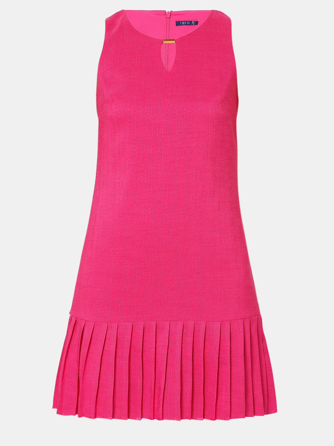 Pink Pleated Fit & Flare Dress