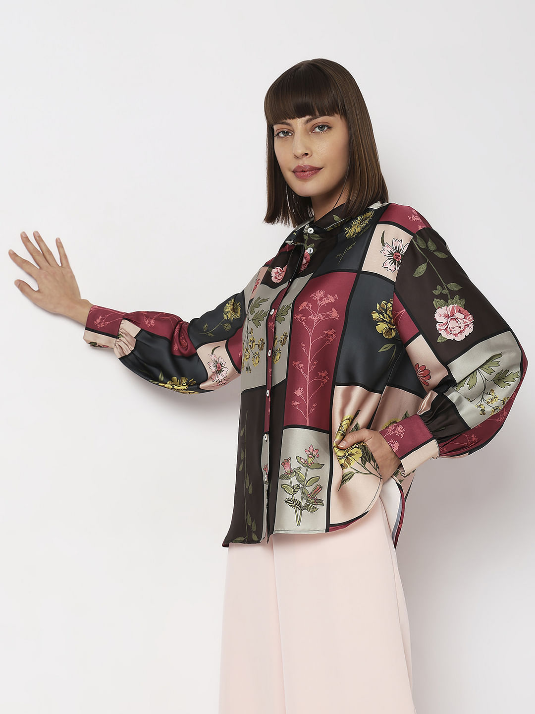 Green Large Floral Print Shirt