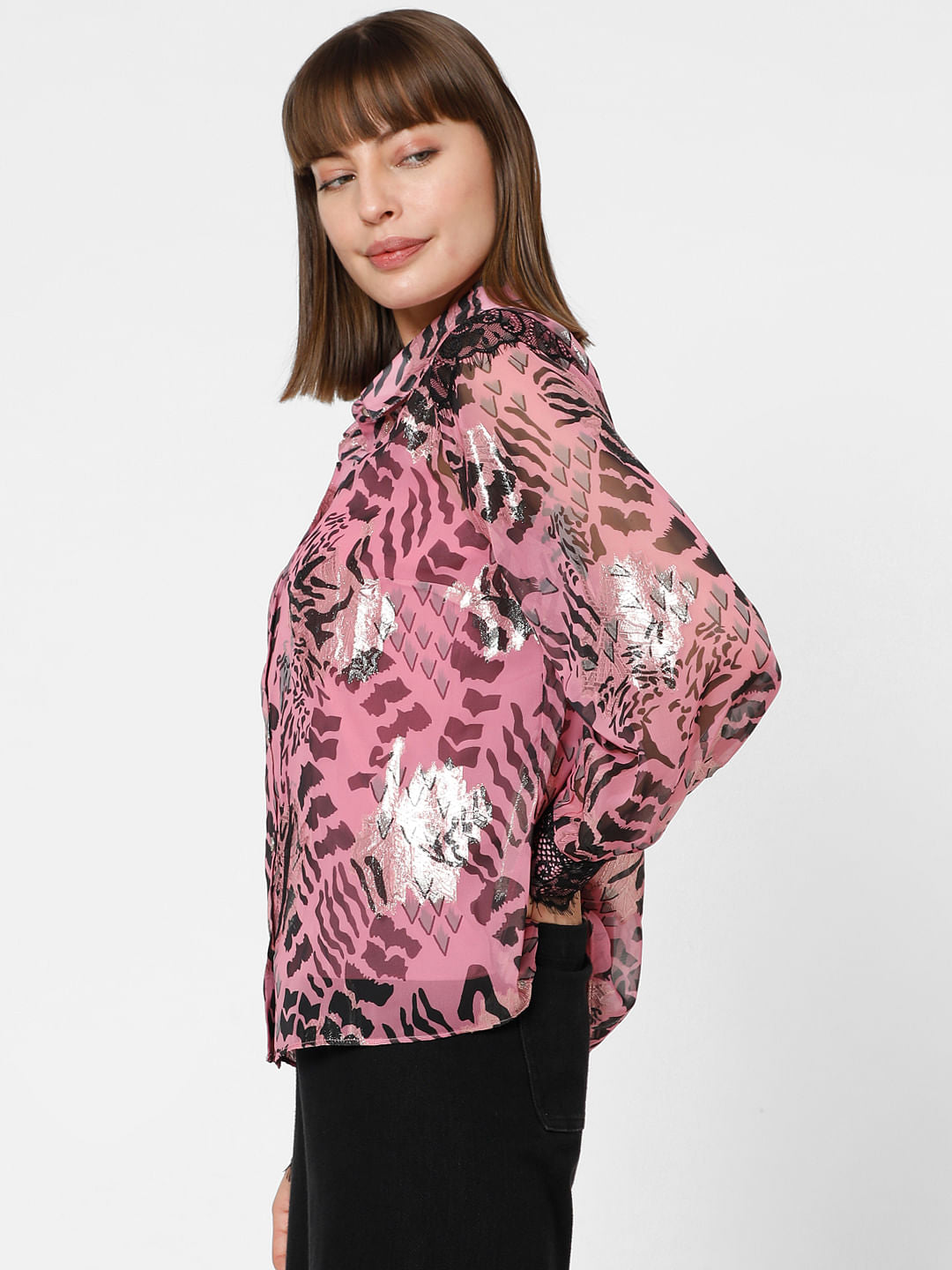 Pink Abstract Print Shirt