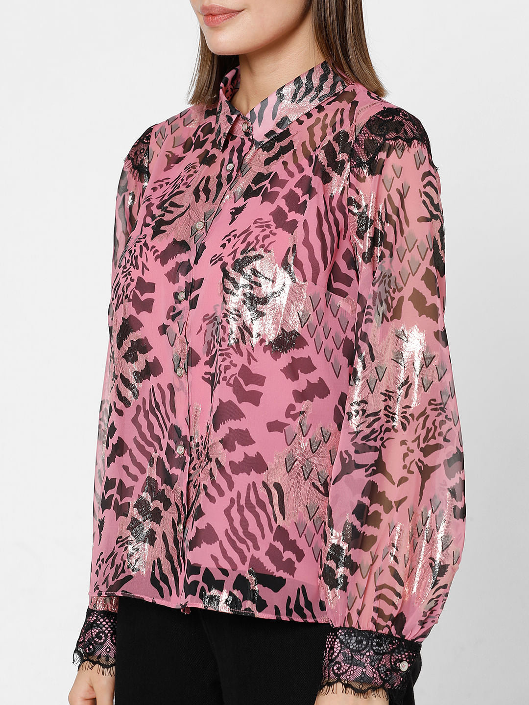 Pink Abstract Print Shirt