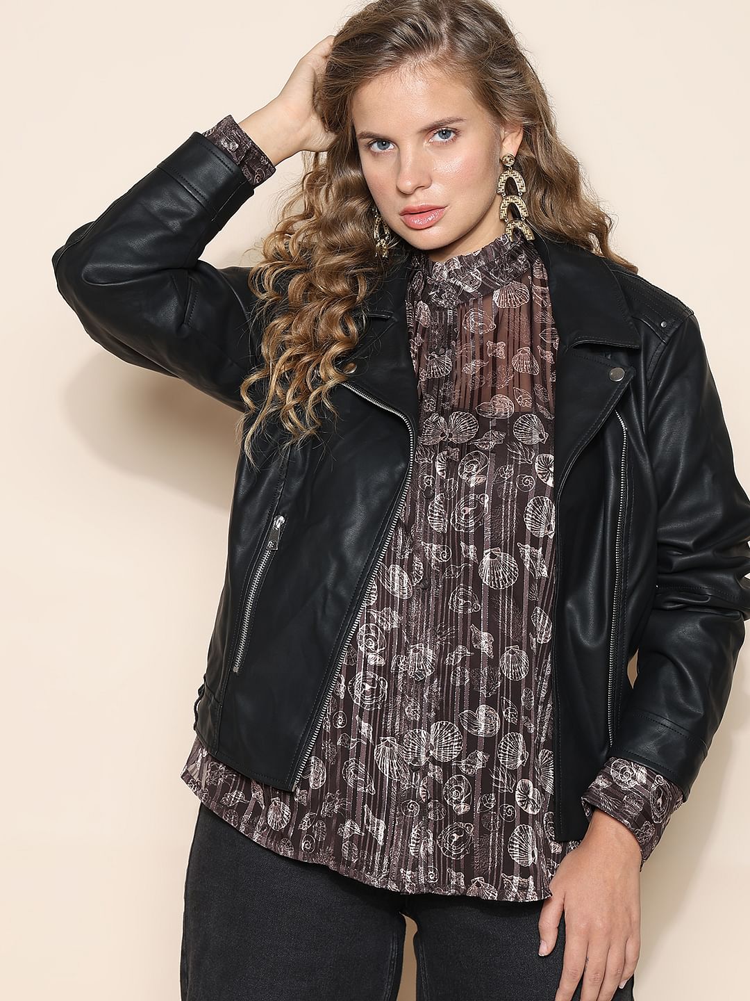 Curve Brown Shell Print Shirt