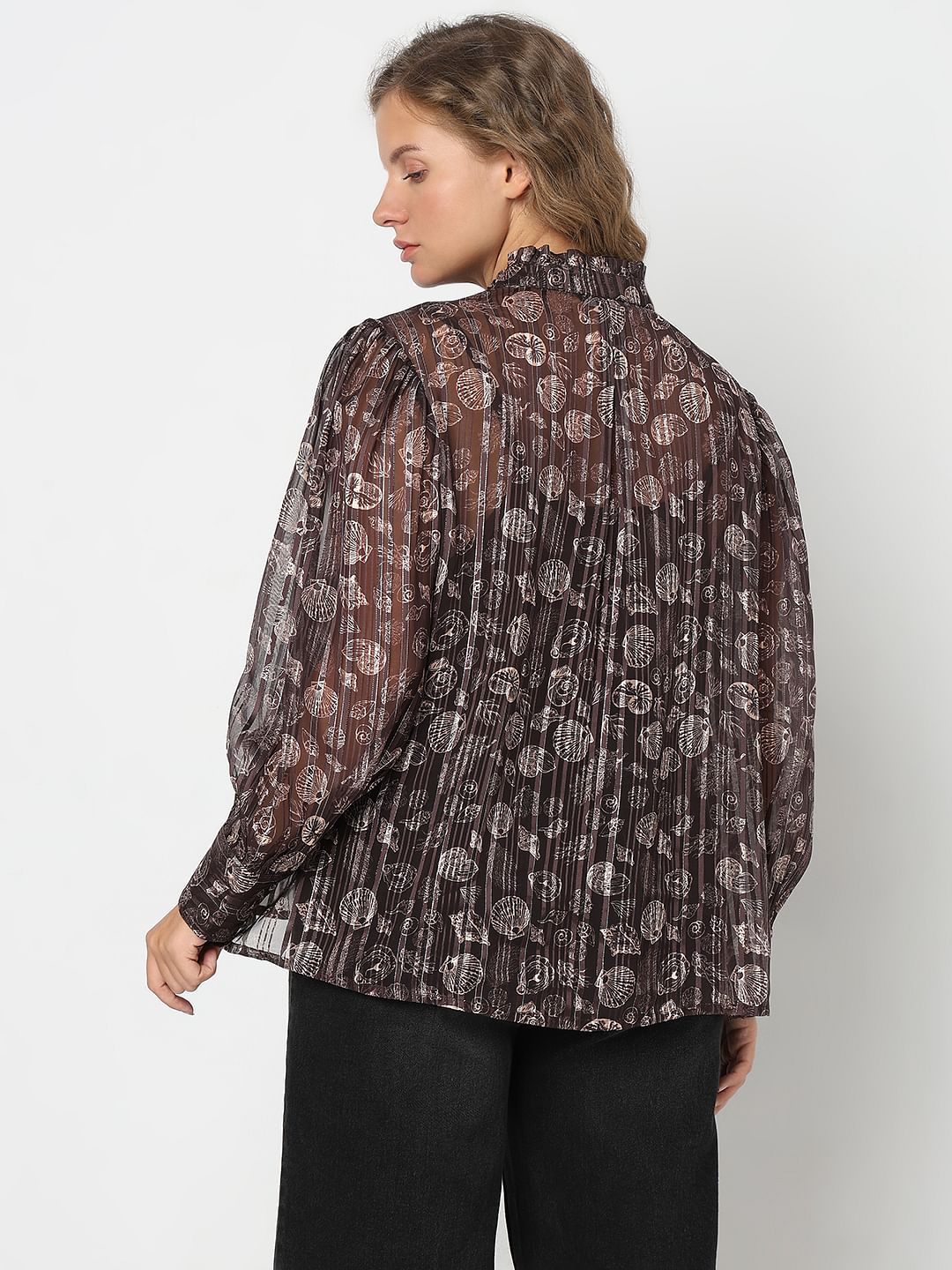 Curve Brown Shell Print Shirt