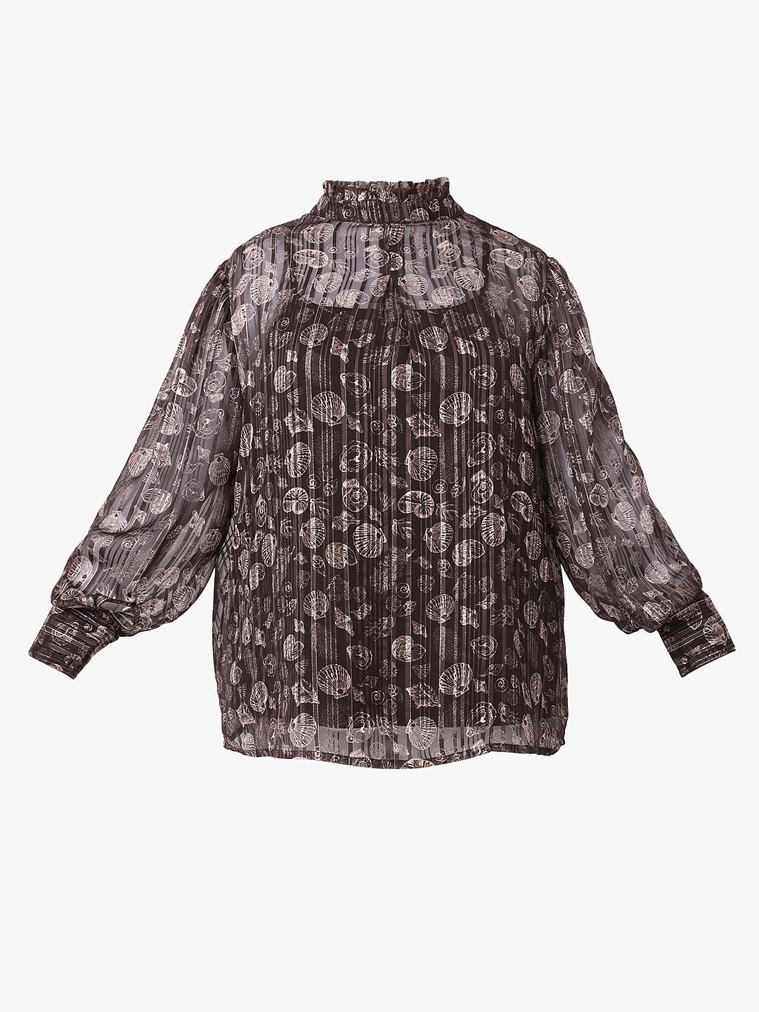 Curve Brown Shell Print Shirt