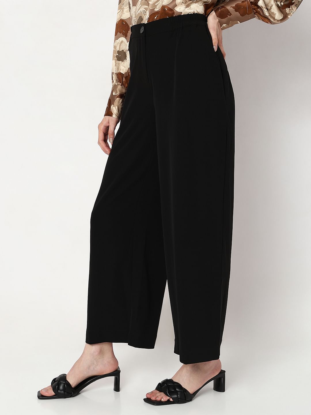 Black High Neck Straight Fit Pants