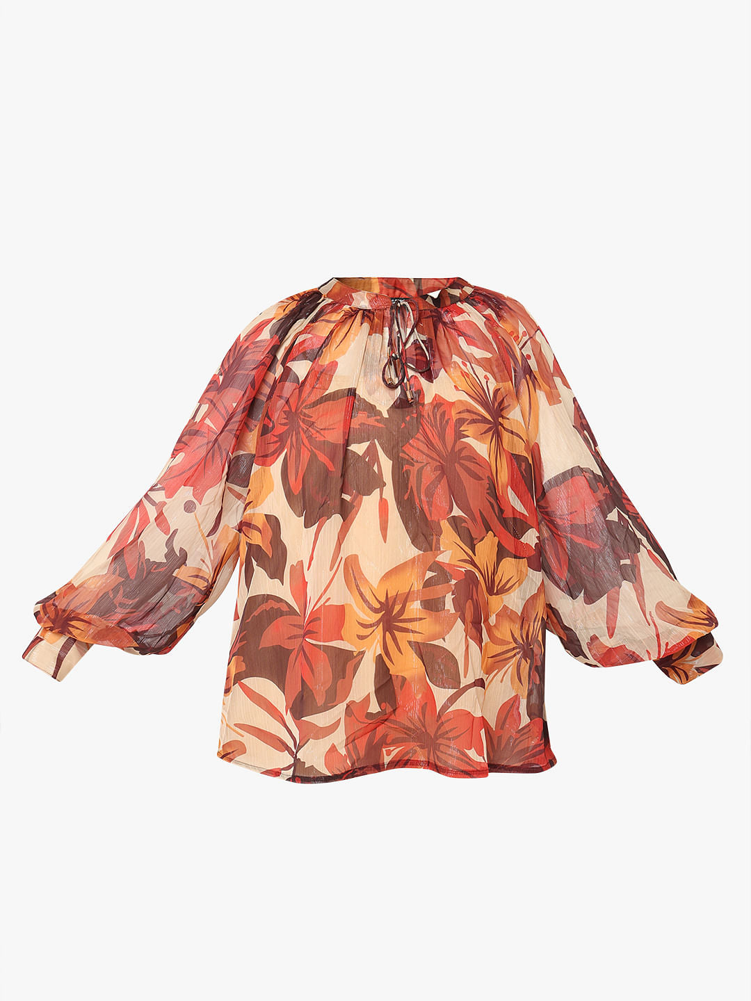 Curve Beige Floral Print Top