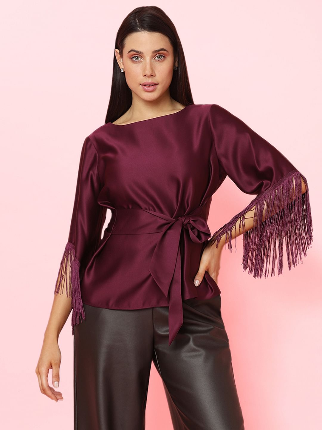 Marquee Dark Purple Fringe Detail Top