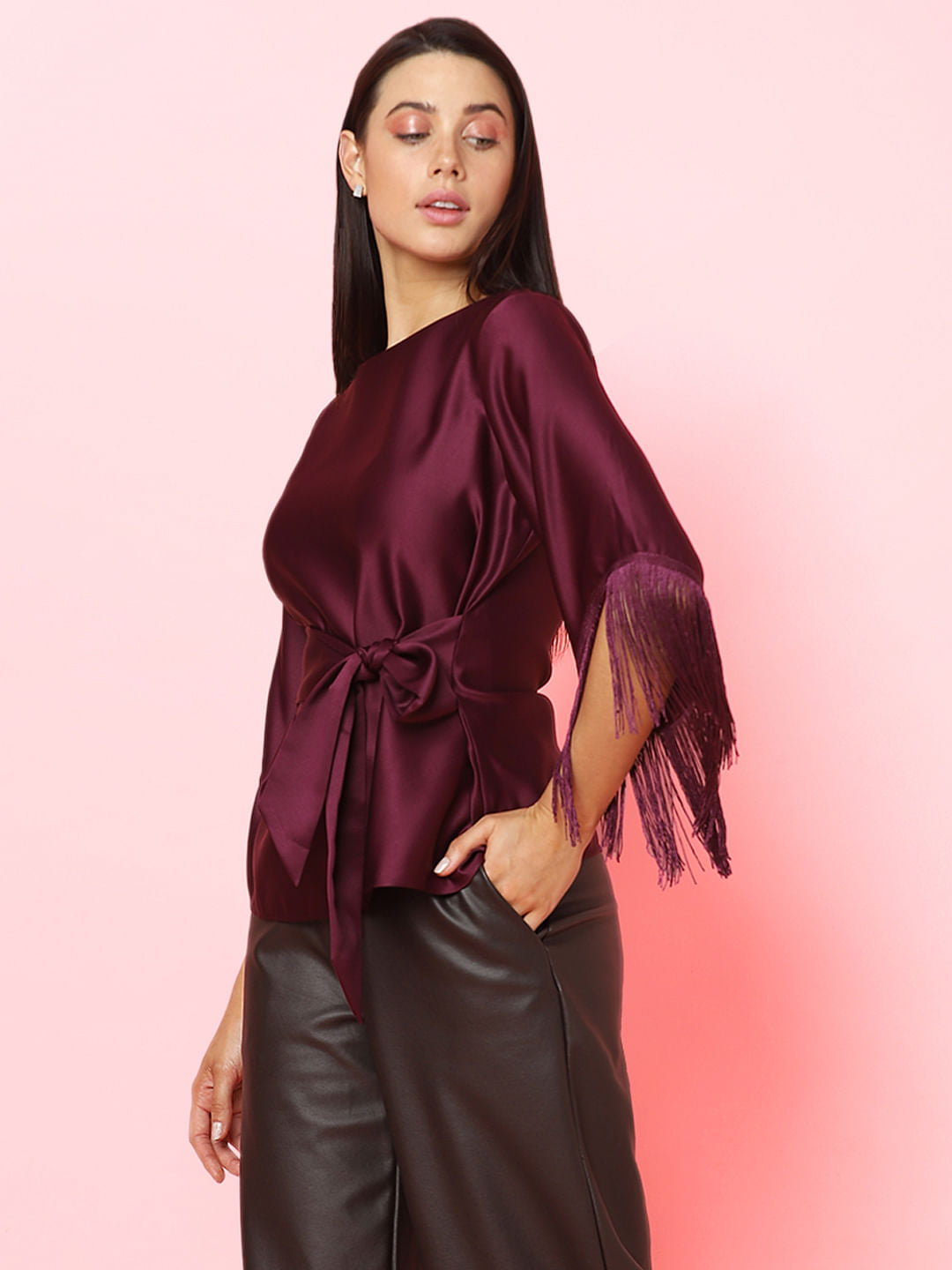 Marquee Dark Purple Fringe Detail Top