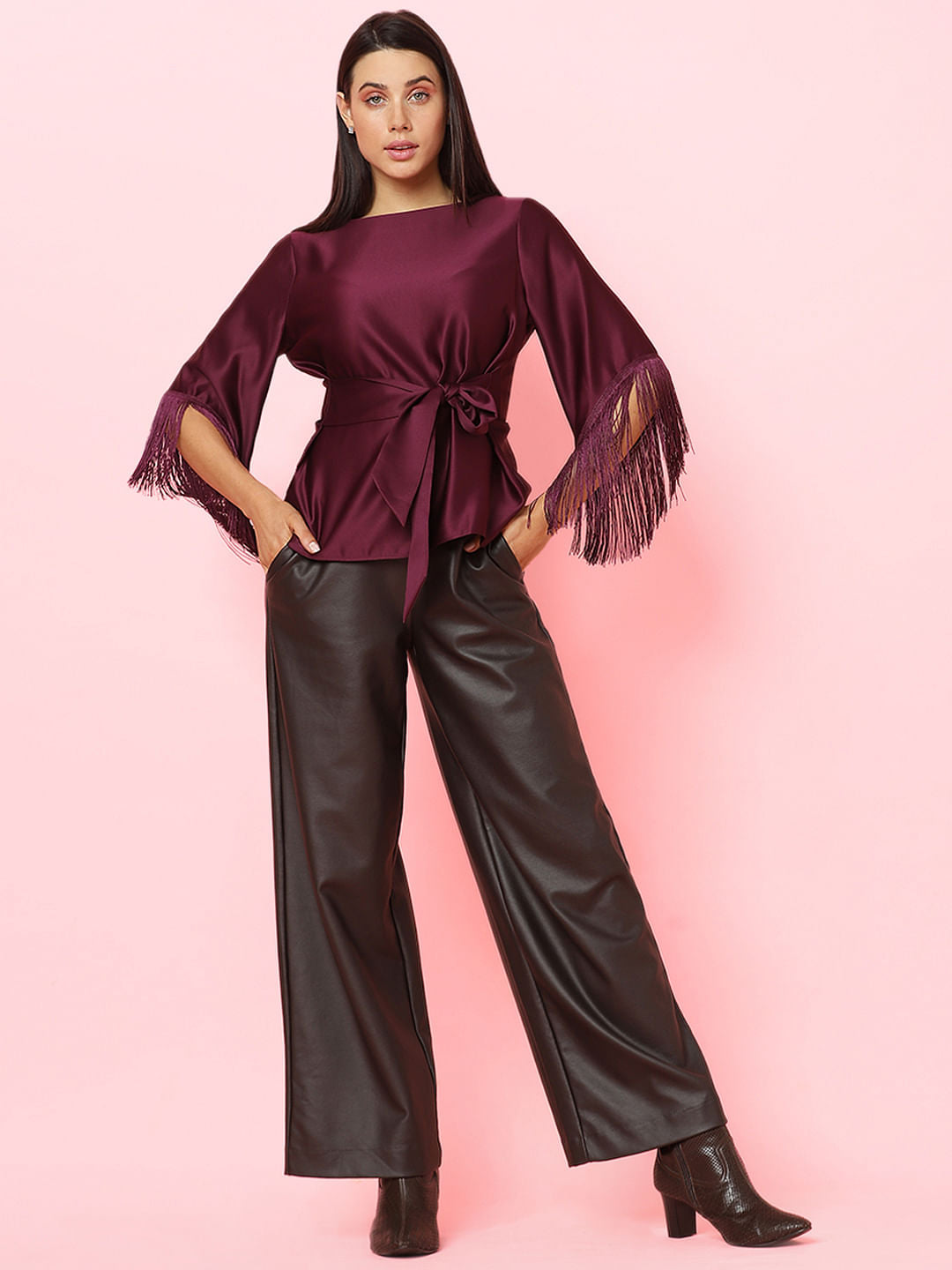 Marquee Dark Purple Fringe Detail Top