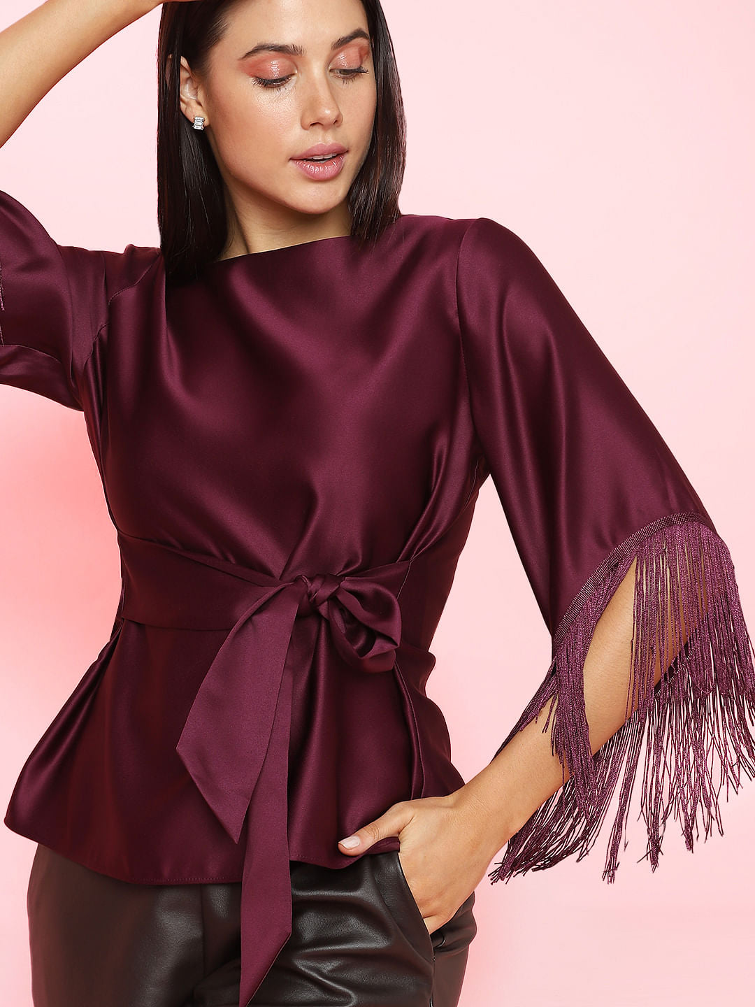 Marquee Dark Purple Fringe Detail Top
