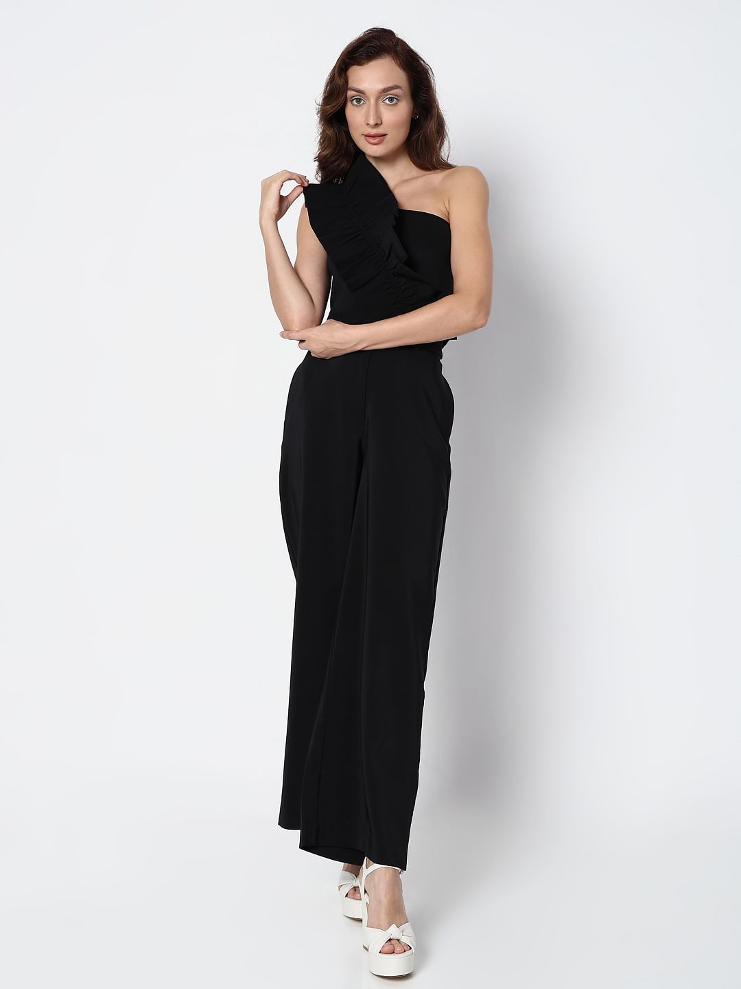 Marquee Black One-Shoulder Crop Top