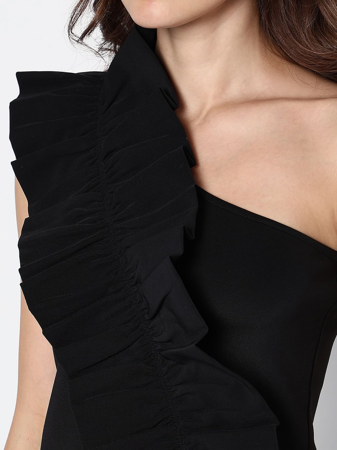Marquee Black One-Shoulder Crop Top