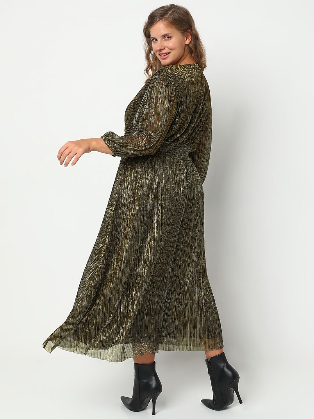 Curve Dark Brown Shimmer Maxi Dress