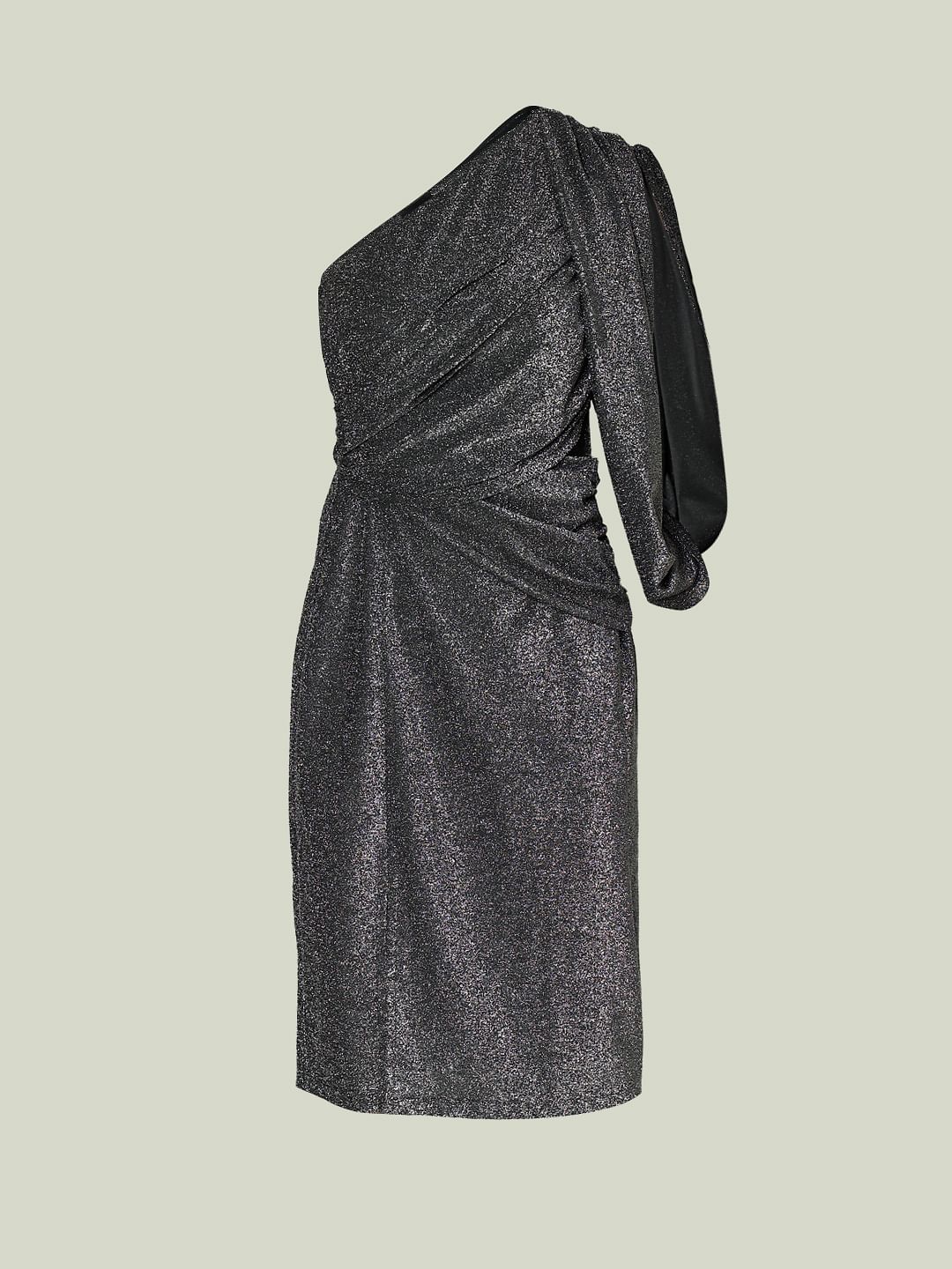 Marquee Black Shimmer One-Shoulder Dress