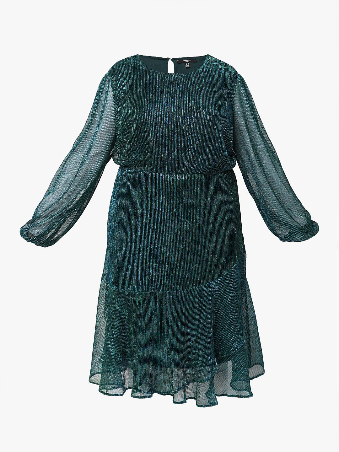 Curve Green Shimmer Fit & Flare Dress