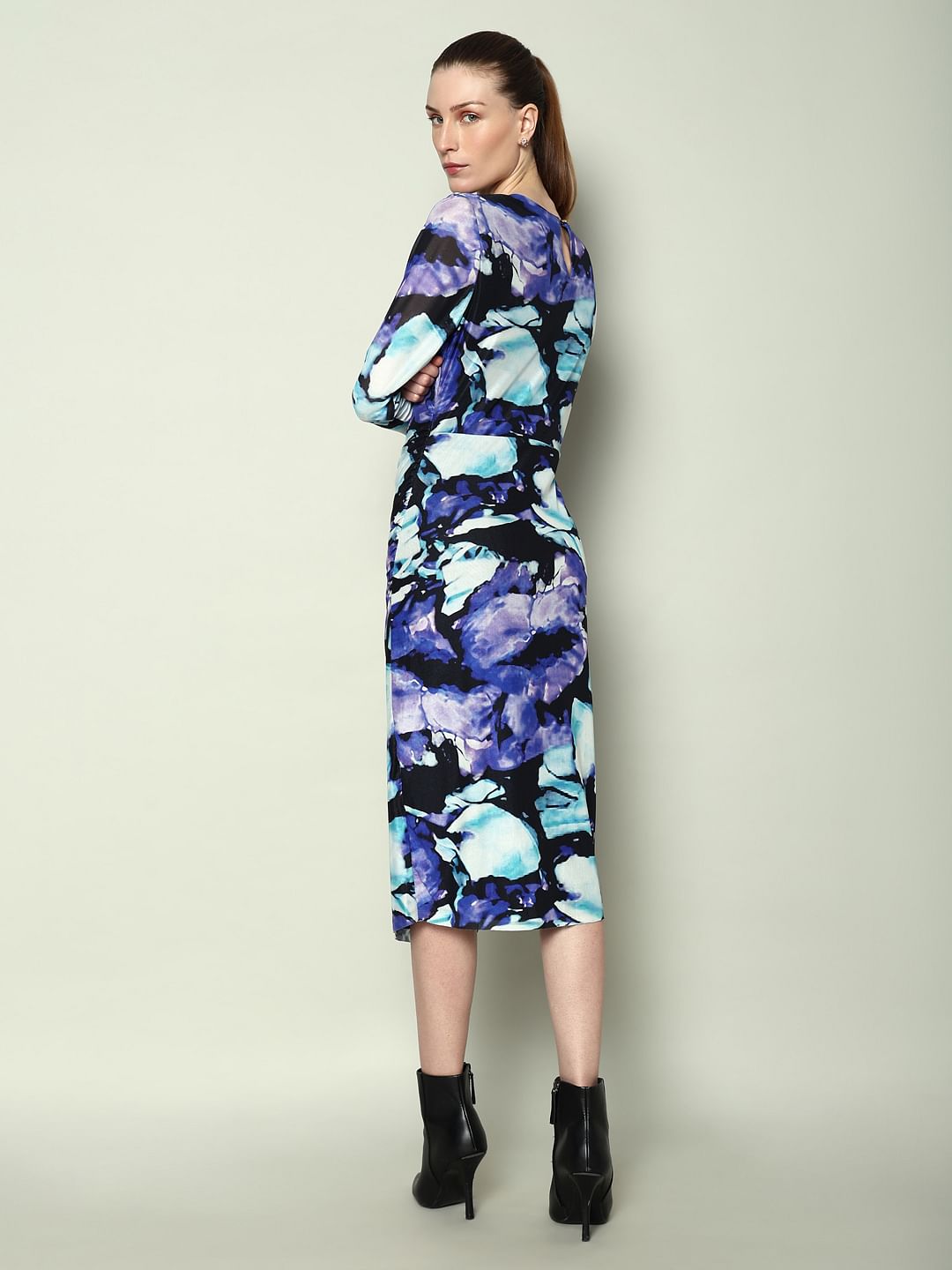 Marquee Blue Abstract Print Bodycon Dress