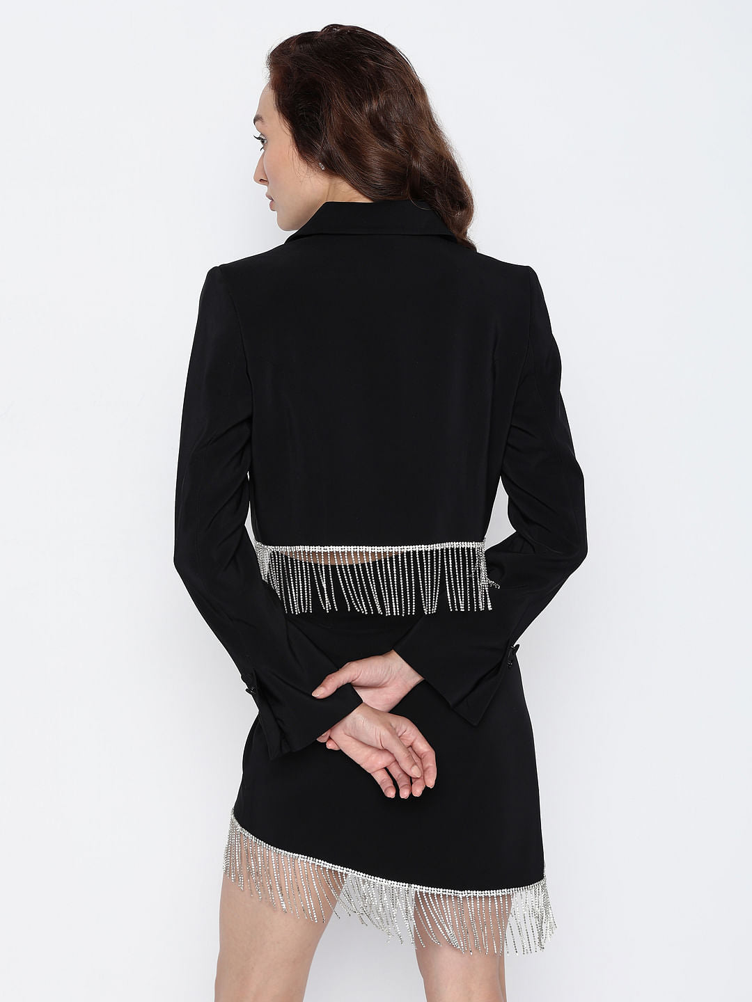 Marquee Black Cropped Embellished8 Co-Ord Set Blazer