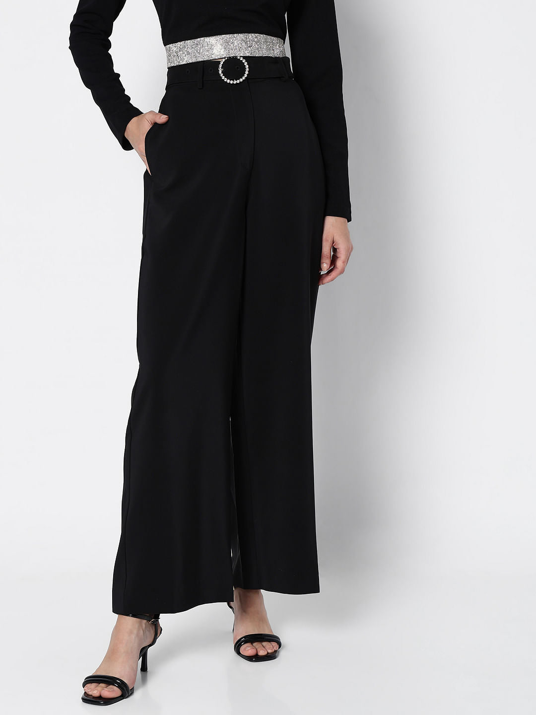 Marquee Black High Rise Embellished Co-Ord Set Pants