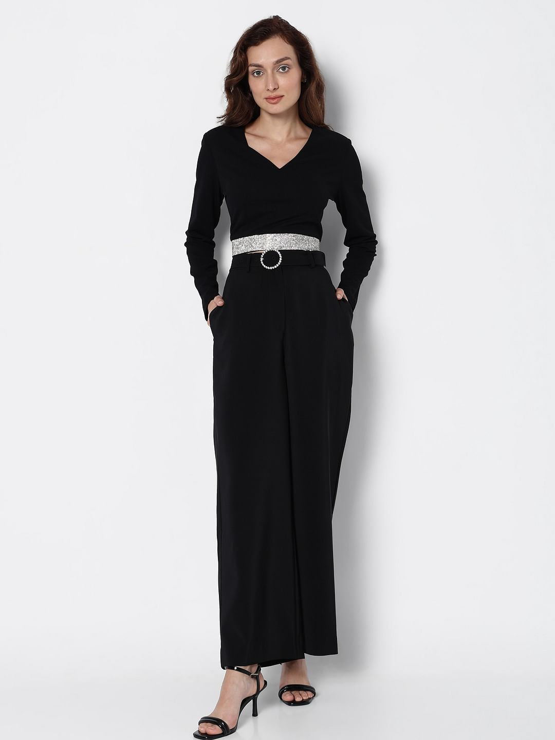 Marquee Black High Rise Embellished Co-Ord Set Pants