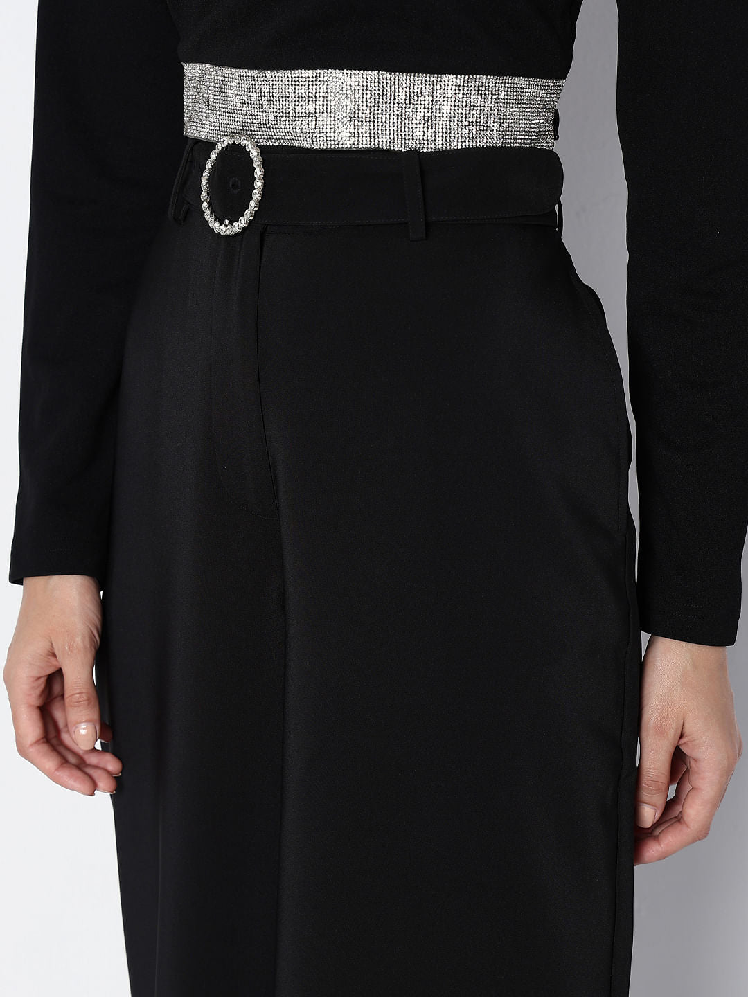 Marquee Black High Rise Embellished Co-Ord Set Pants