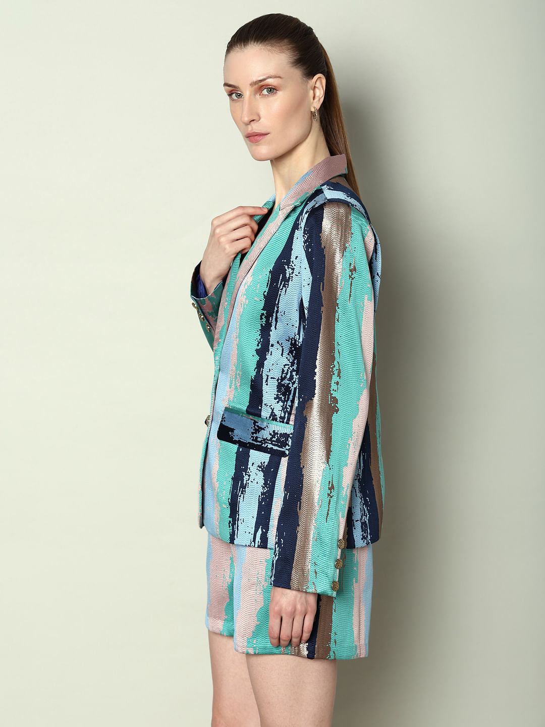 Marquee Blue Abstract Print Co-Ord Set Blazer